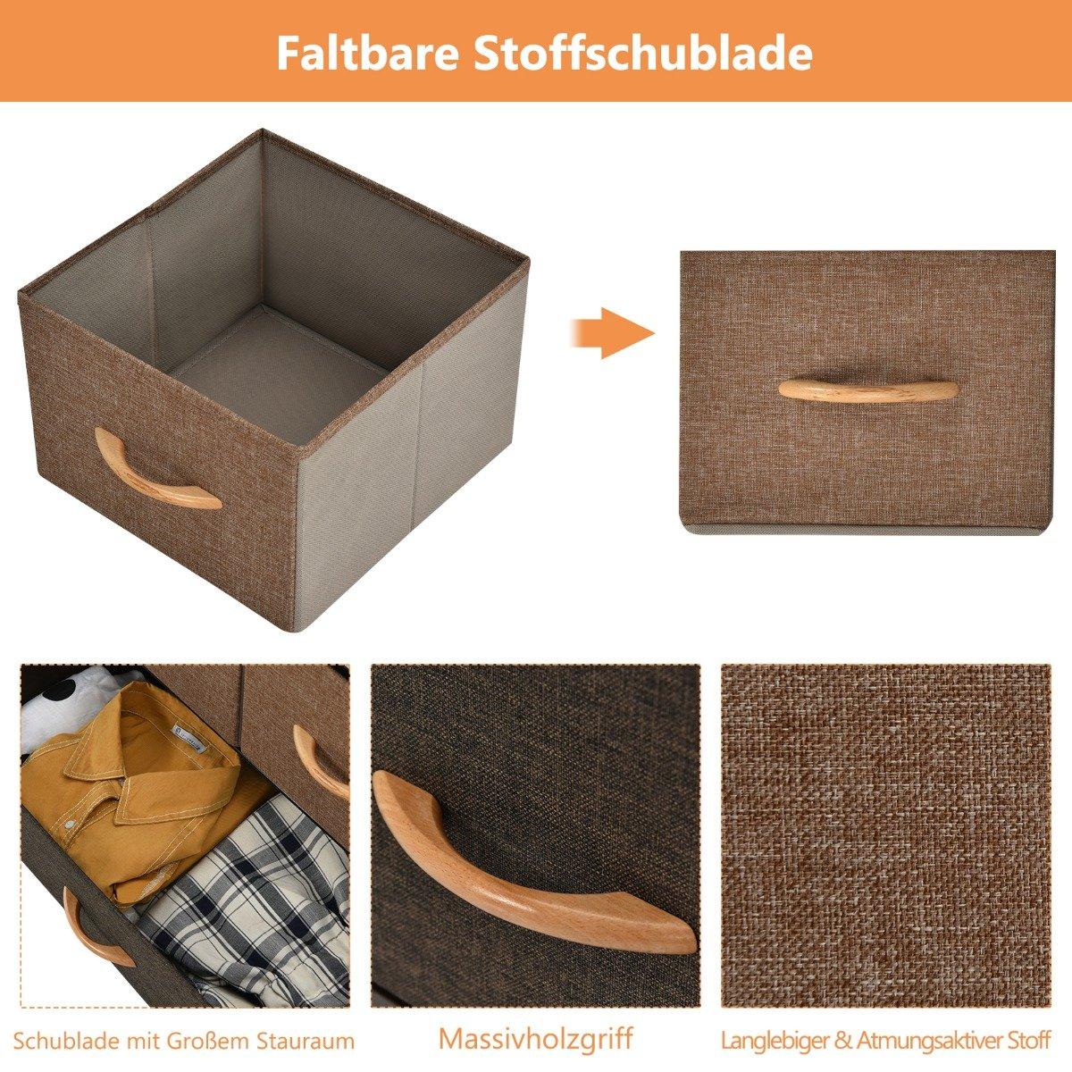 Chest of drawers with 7 fabric drawers & steel frame & wooden surface