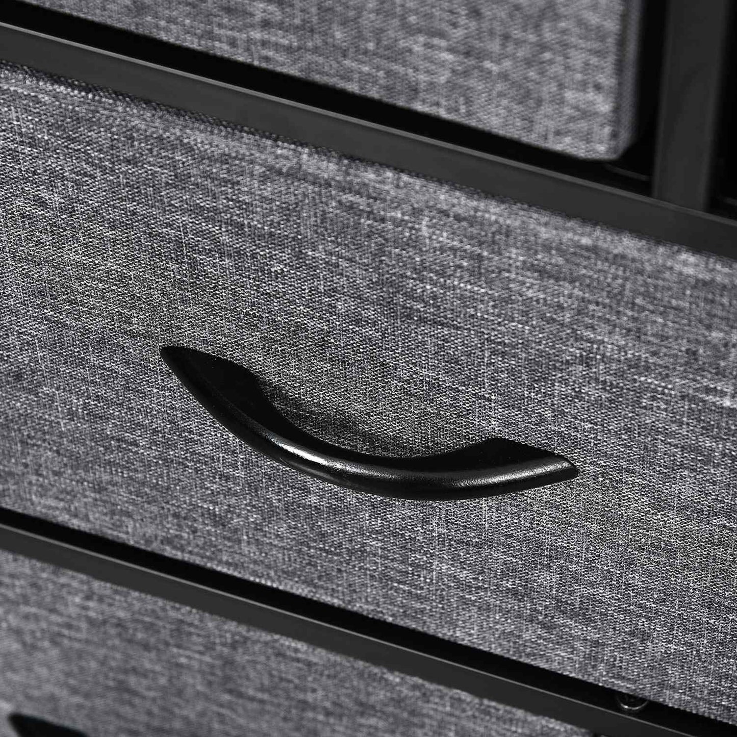 Fabric dresser with 8 drawers, metal frame - dark grey