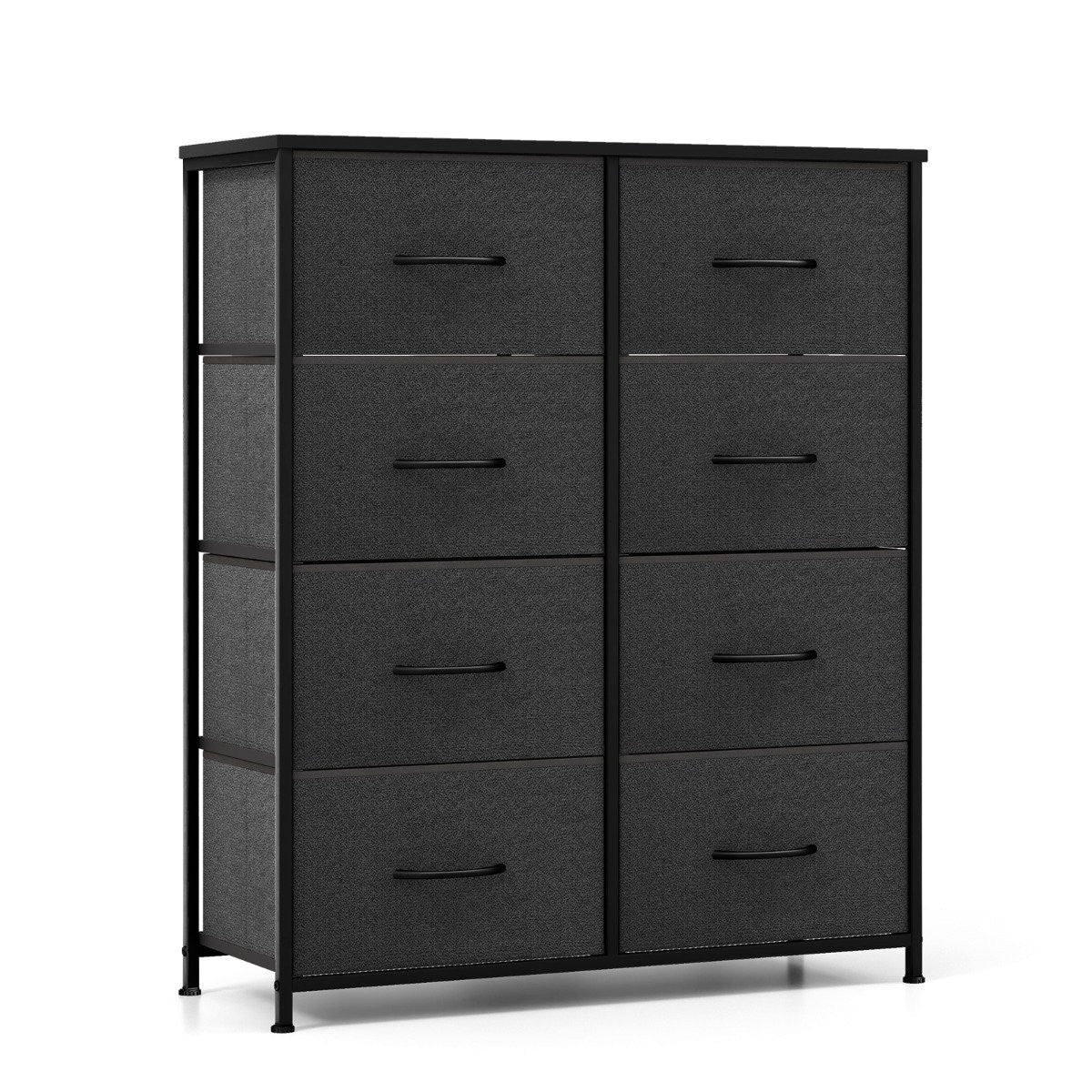 Chest of drawers with 8 drawers & metal frame & table top fabric chest of drawers 80 x 30 x 92 cm grey