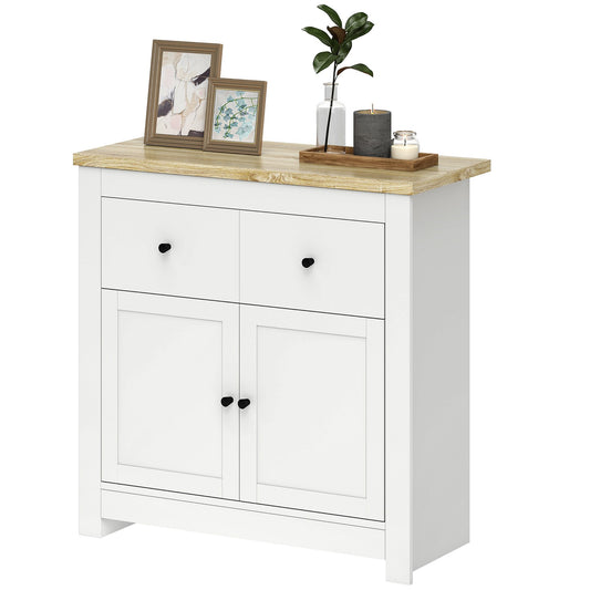 White Sideboard with Drawers and Adjustable Shelf