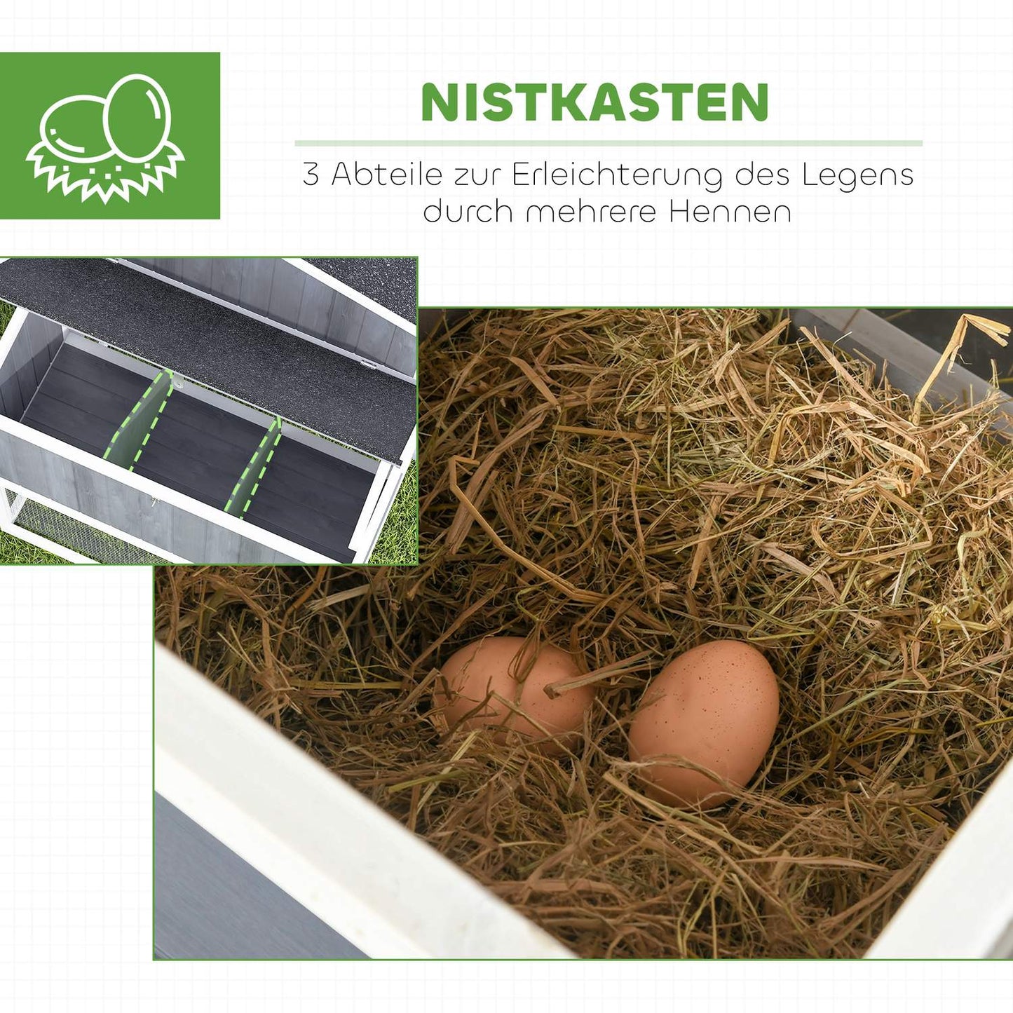 Wooden chicken house with nesting box, for 3-4 chickens