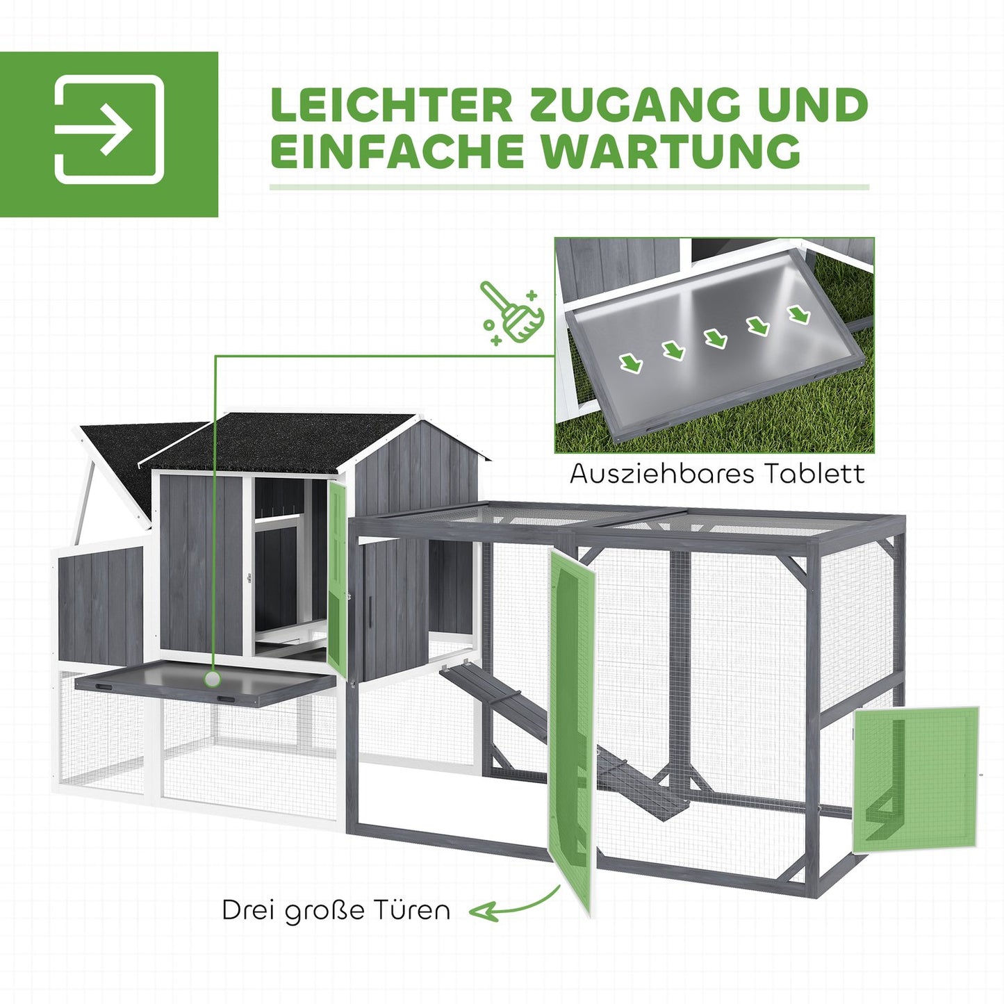 Wooden chicken house with nesting box, for 3-4 chickens