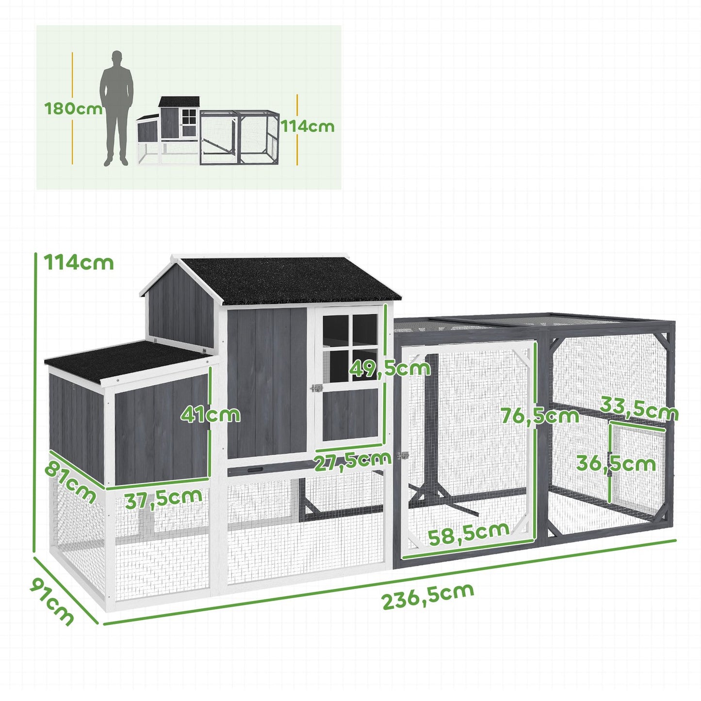 Wooden chicken house with nesting box, for 3-4 chickens