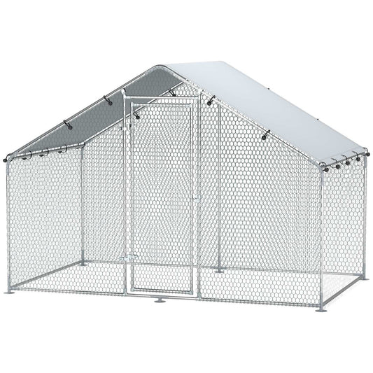 Chicken house in galvanized steel with waterproof roof, 3x1.7x1.9 m