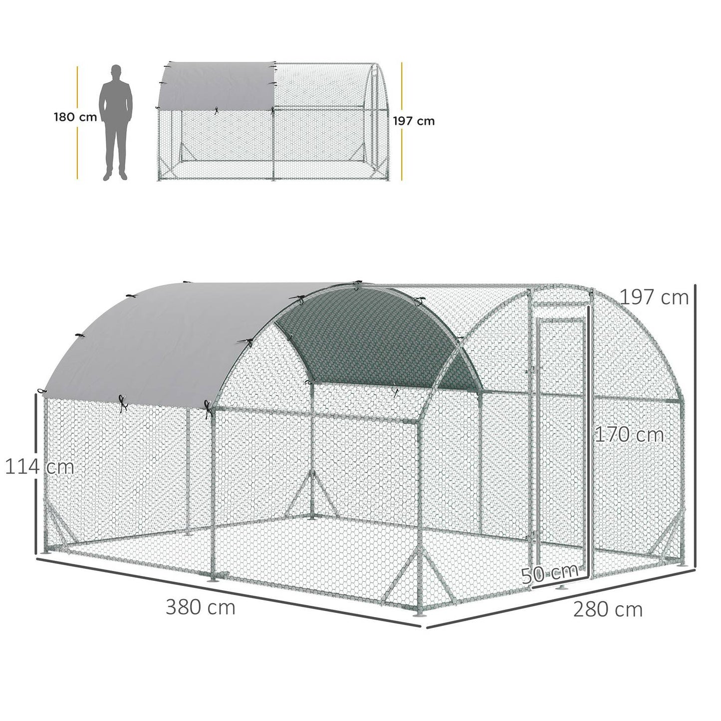 Outdoor steel chicken house with UV protection, door - Fits 6-12 chickens