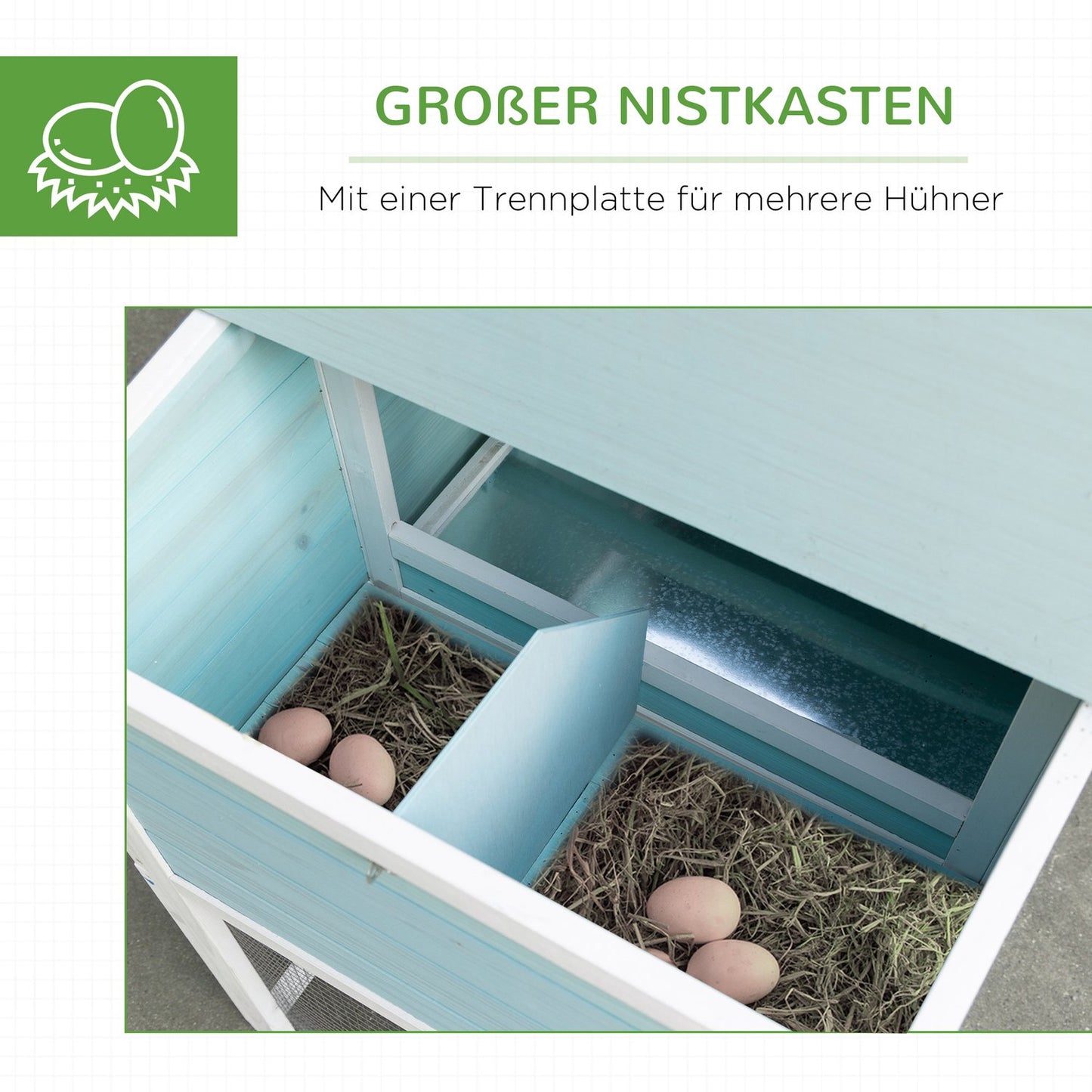 Winter-proof 2-level chicken house with nesting box and ramp