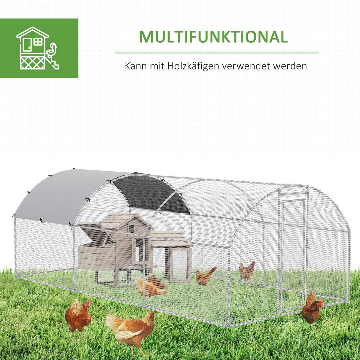 Large outdoor hen house for 12-18 hens with canopy