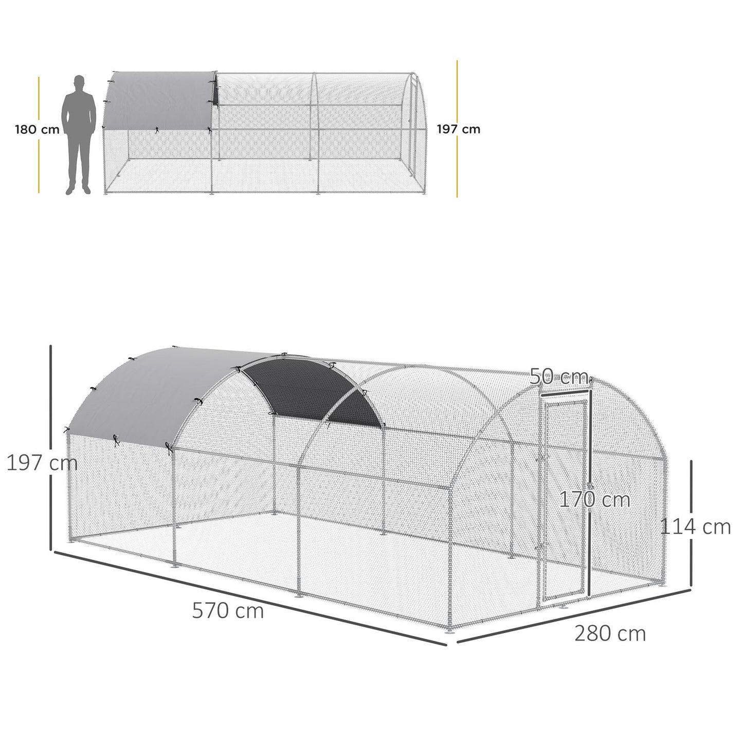 Large outdoor hen house for 12-18 hens with canopy