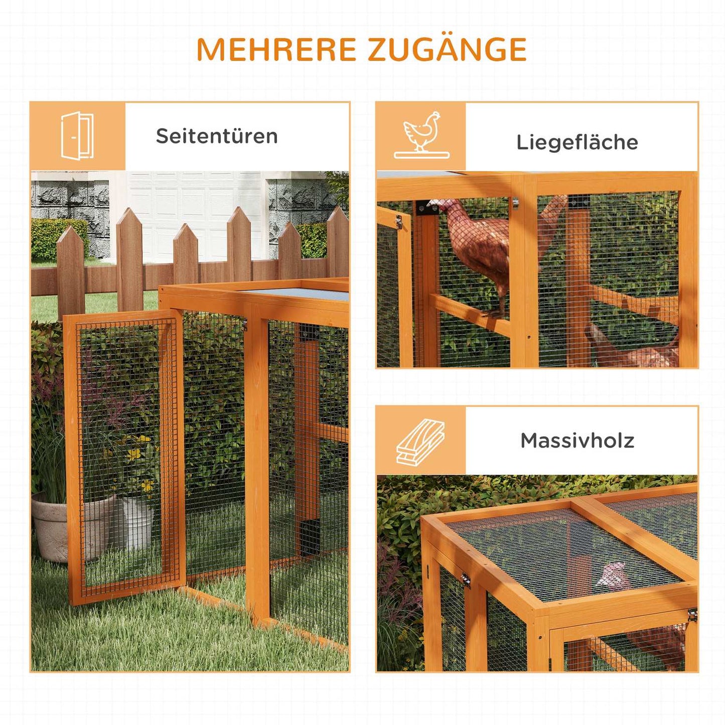 Chicken Coop for 1-3 Hens, Wood Frame, Steel Wire, Expandable