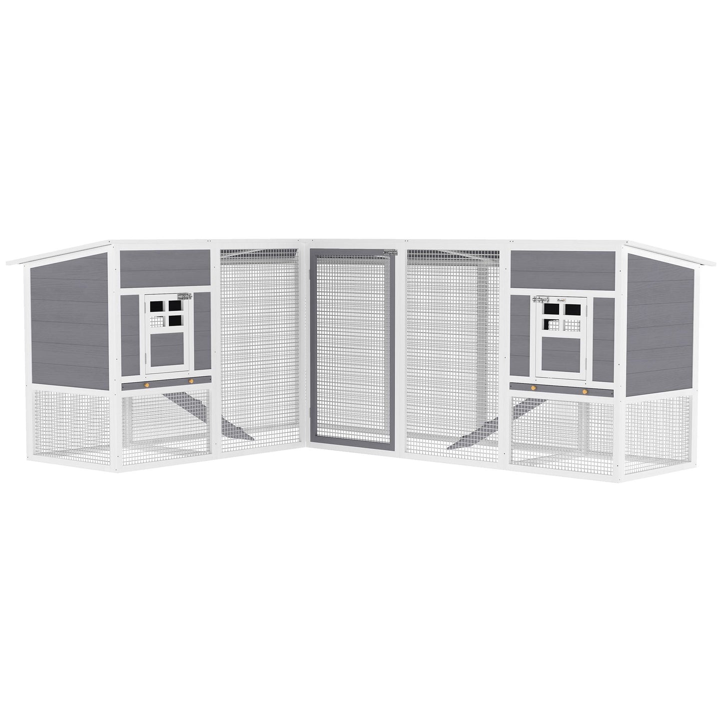 Chicken Coop with L-Shaped Design, Weatherproof Wood