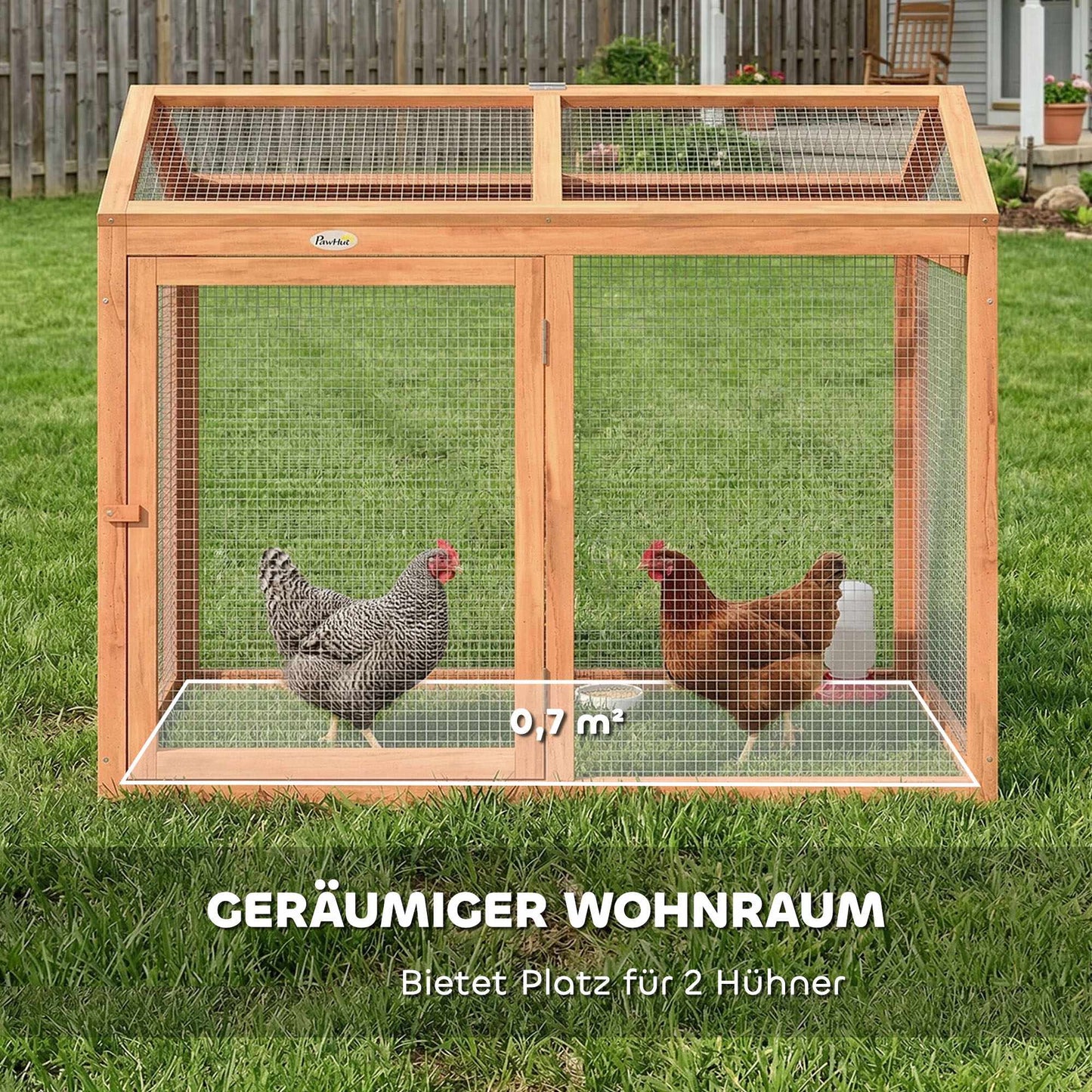 Chicken Coop with Perch, Double Doors, Wood & Metal, 104x70.5x84 cm