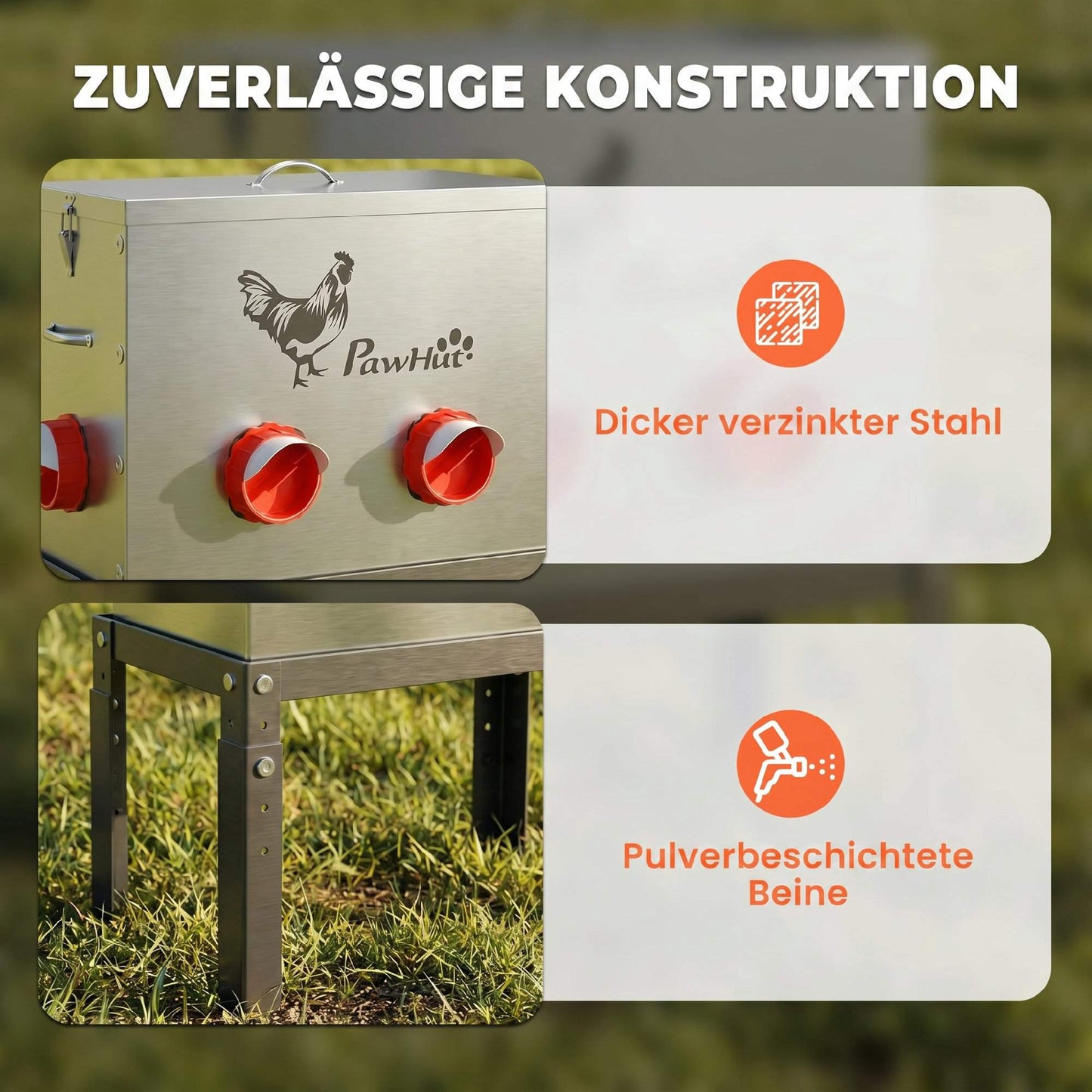 Chicken Feeder 18kg Capacity, Adjustable Legs, 6 Openings