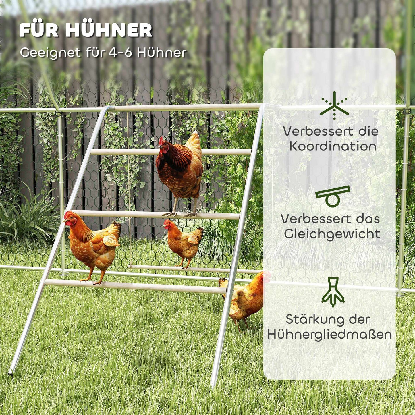 Chicken Playground with Adjustable Swing, 4 Perches, 82x150x110 cm