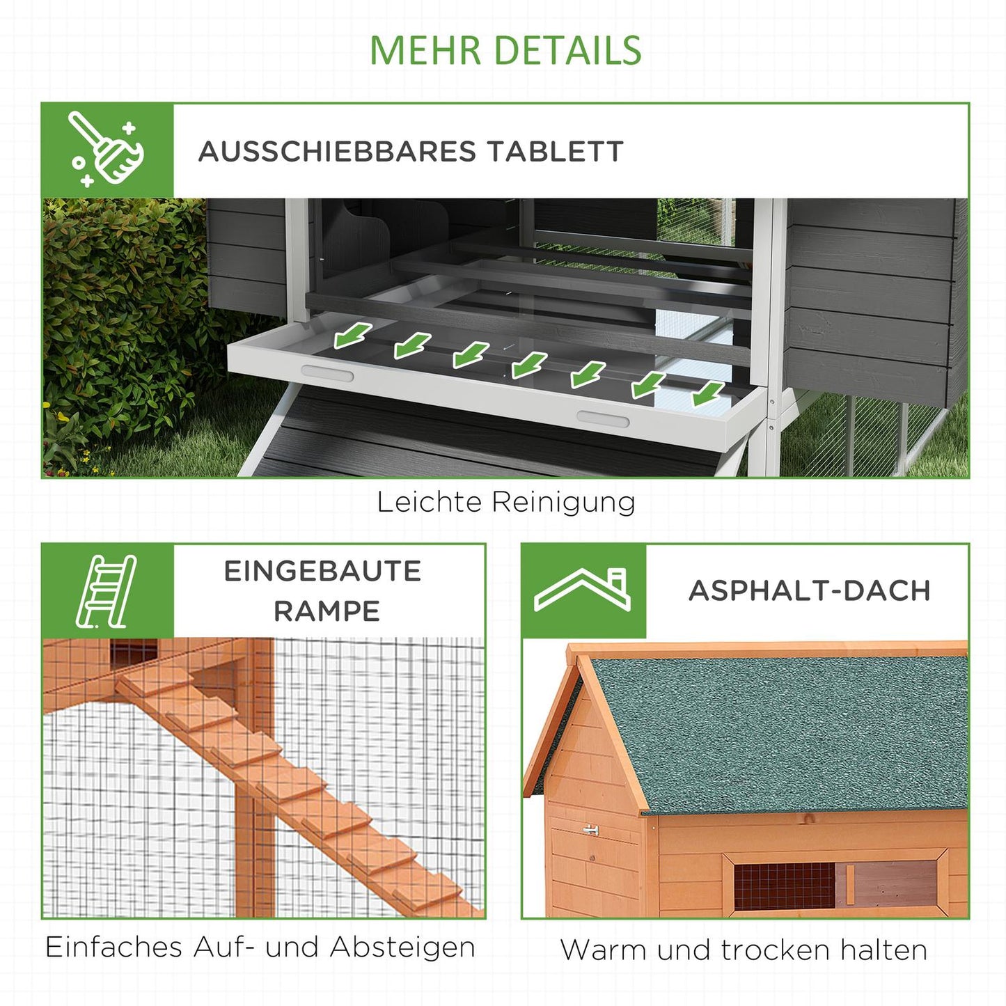 Chicken house with nest box and run for 8–10 chickens