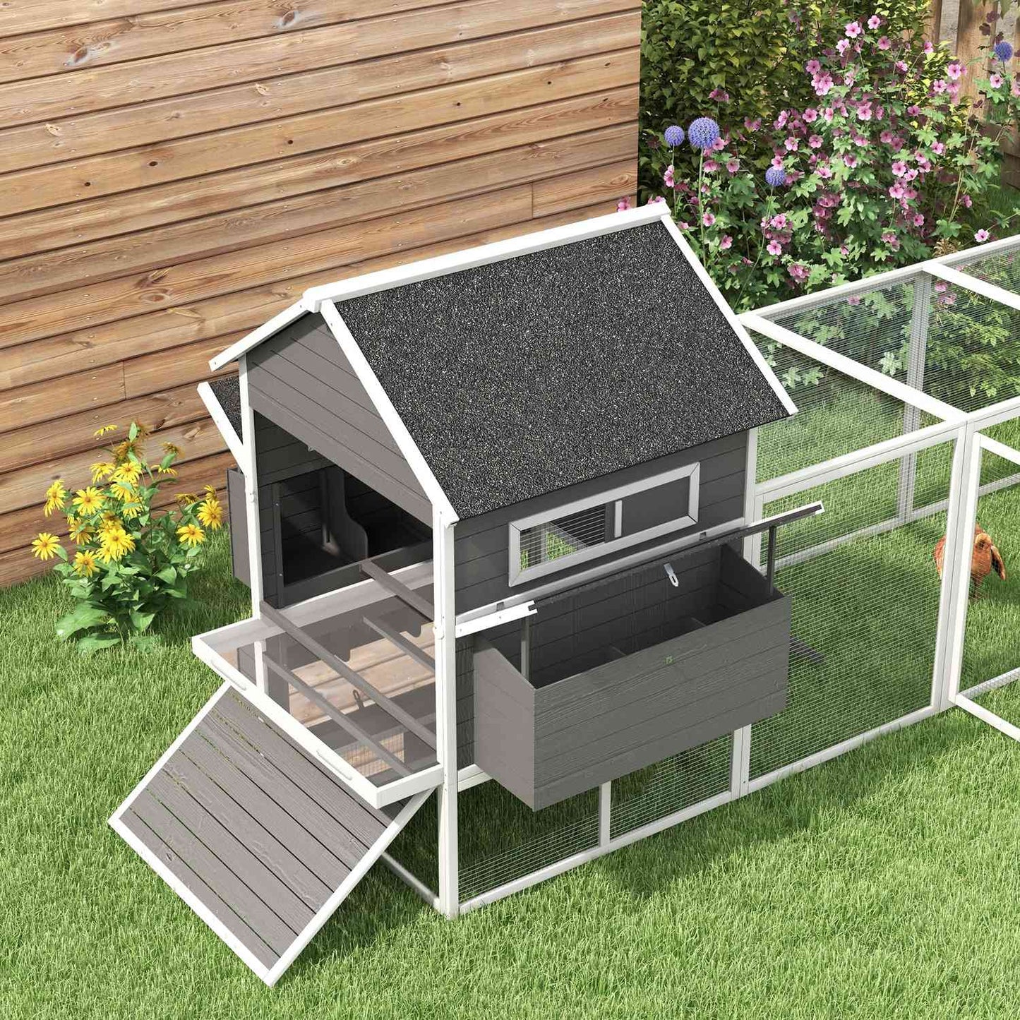 Chicken house with nest box and run for 8–10 chickens