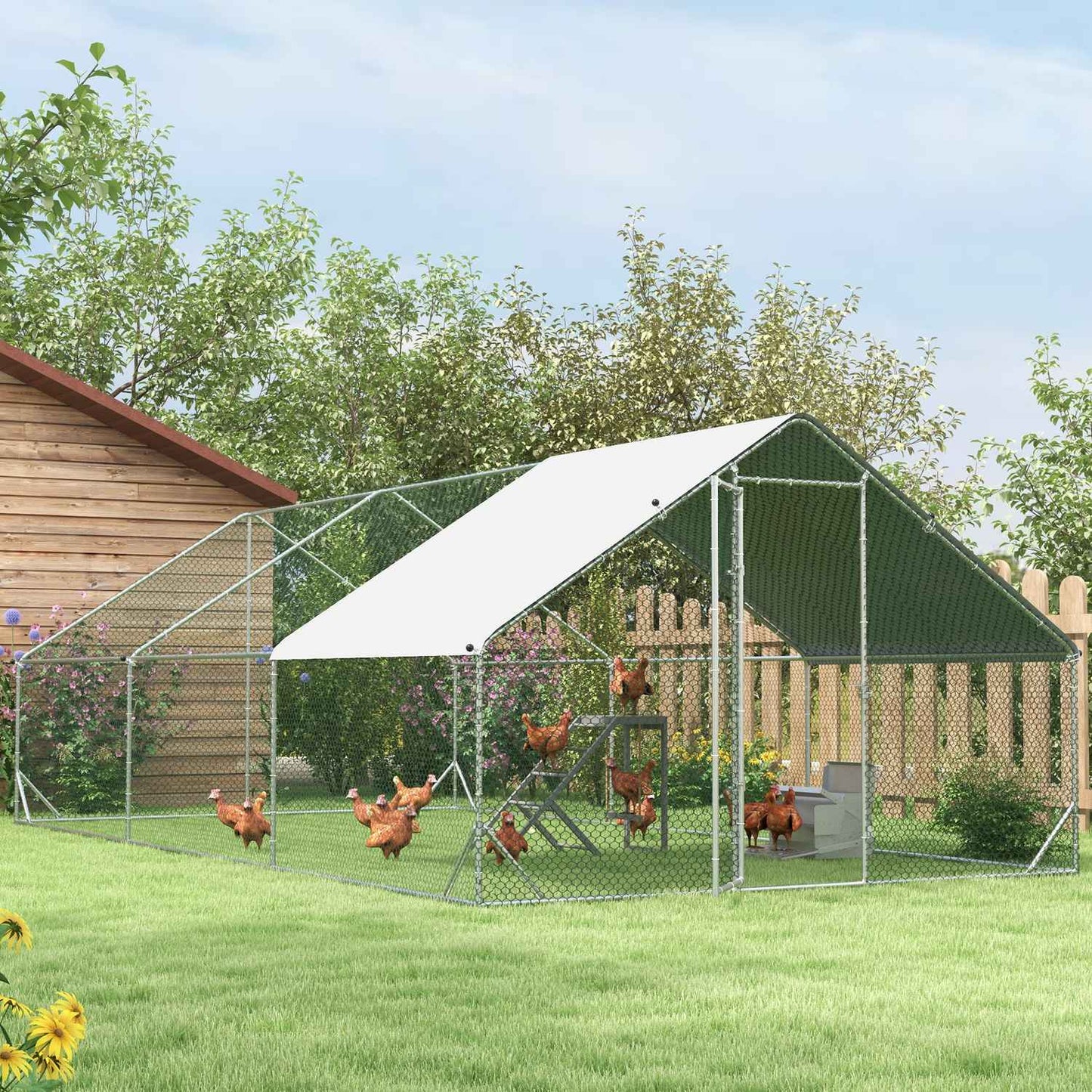 Outdoor XXL henhouse, 3x6x2m, holds 12-18 birds