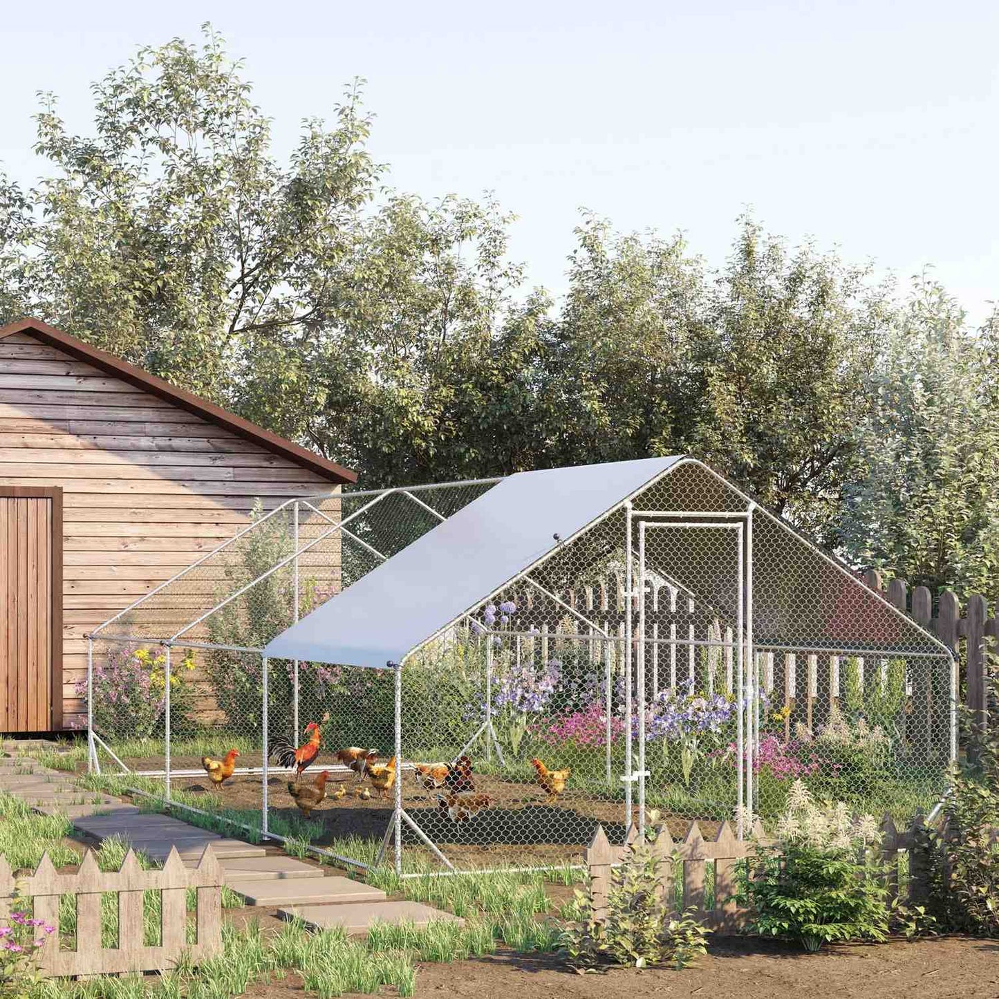 Outdoor XXL henhouse, 3x6x2m, holds 12-18 birds