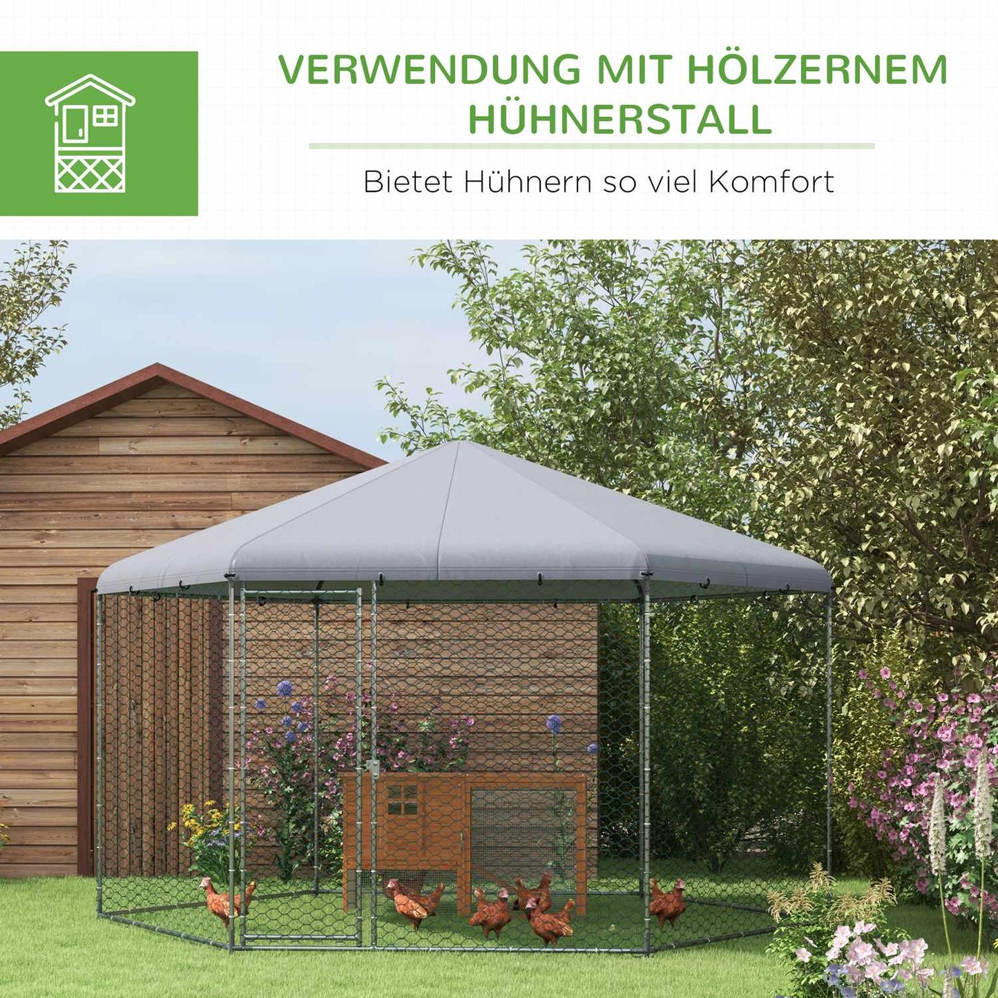 Steel chicken house with lid, door, for 10-15 chickens
