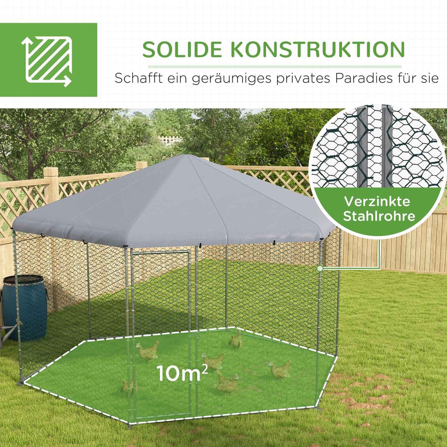 Steel chicken house with lid, door, for 10-15 chickens
