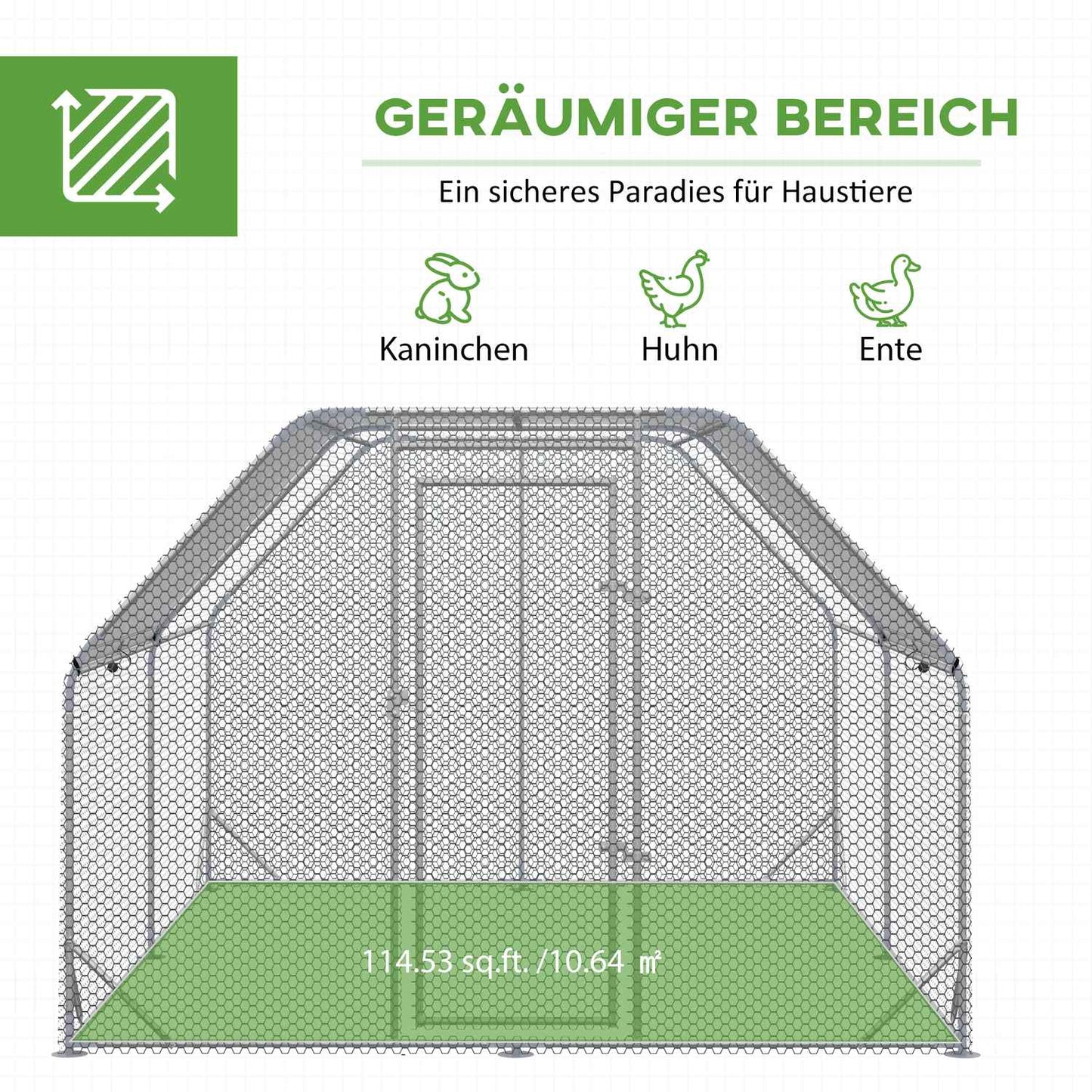 Large free-range henhouse for 10-12 with sunroof