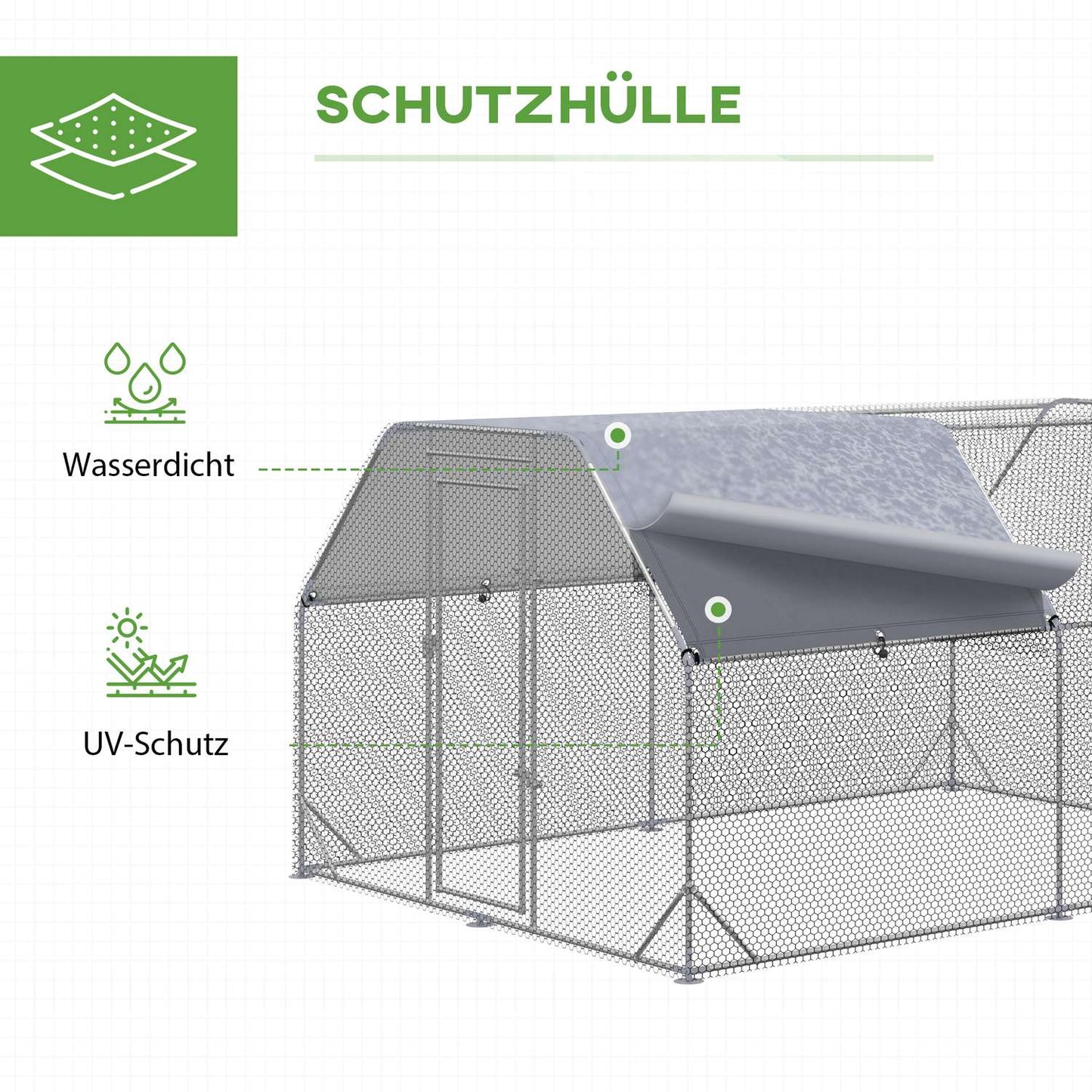 Large free-range henhouse for 10-12 with sunroof