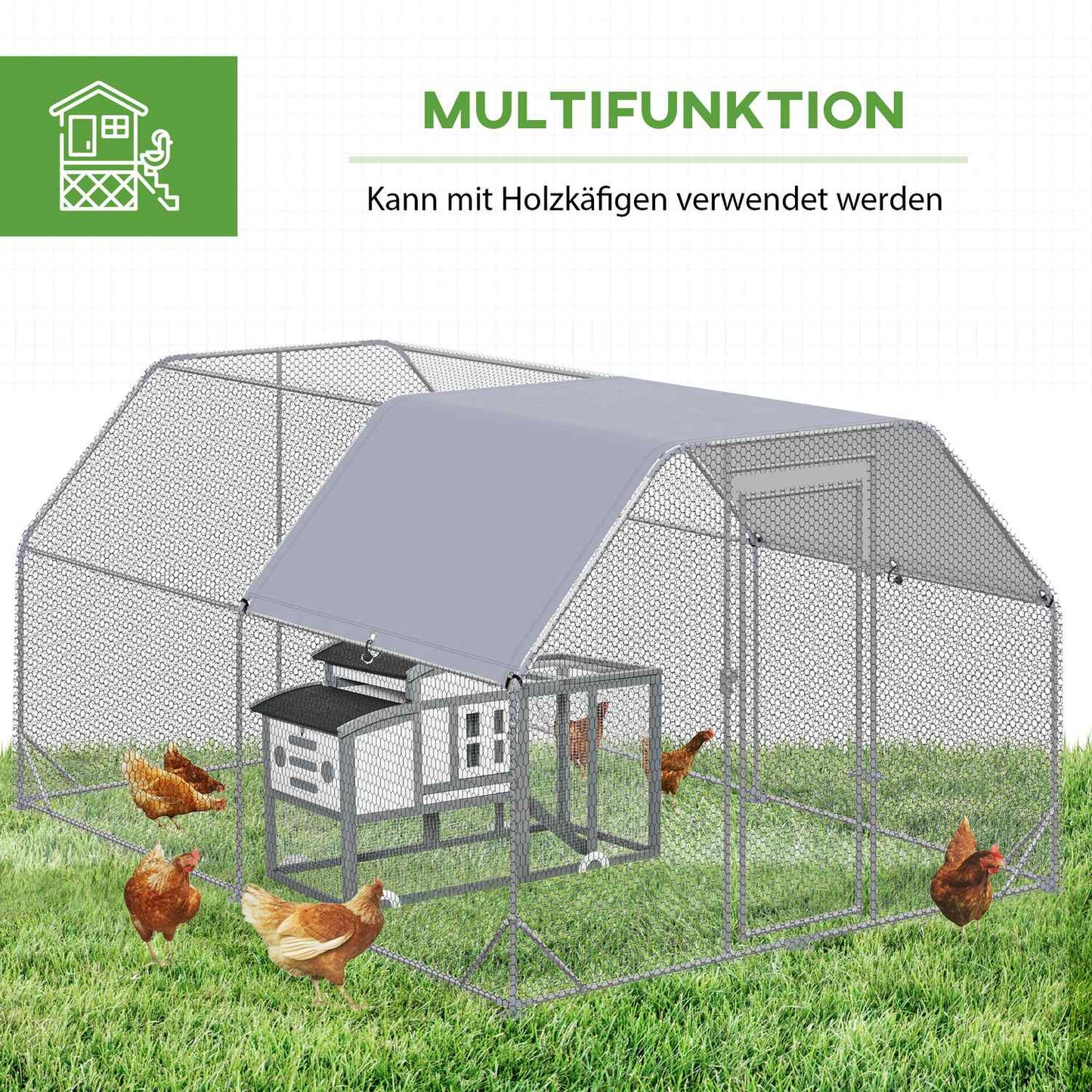 Large free-range henhouse for 10-12 with sunroof