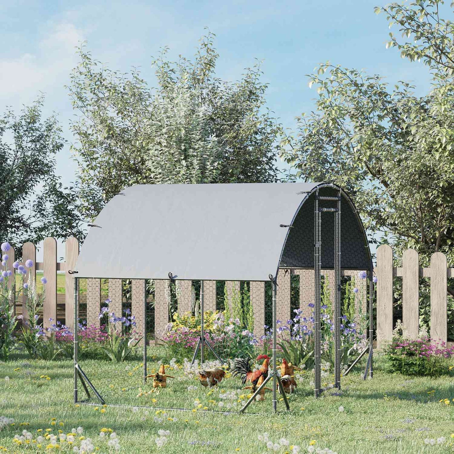 Steel chicken house with UV protection - 4-6 chickens, 280x190x197 cm