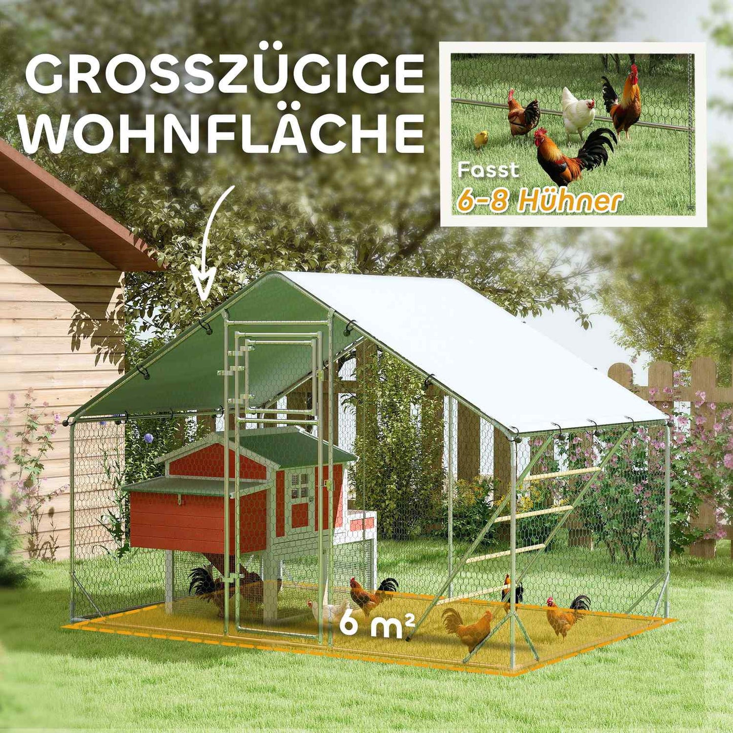 Chicken Coop steel enclosure, 300x200x195 cm, UV coating