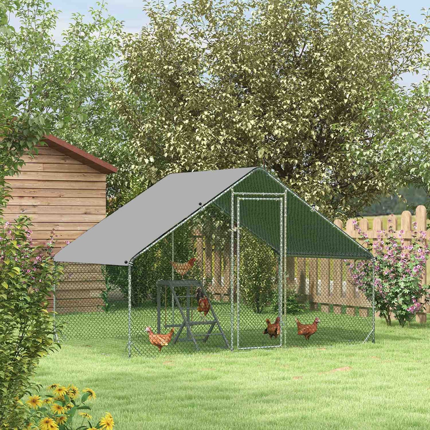 Steel chicken house with lid - 4-6 chickens, 300x200x200 cm
