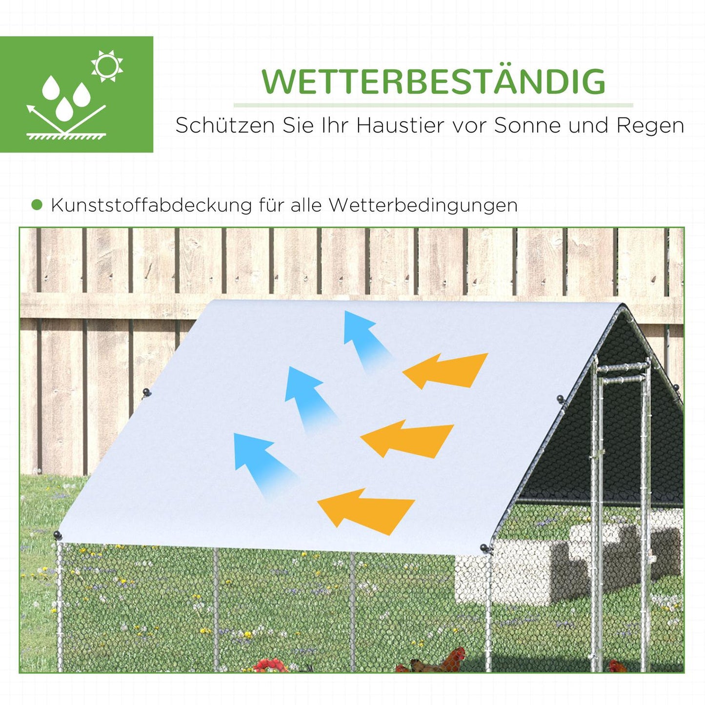 Steel chicken house with lid - 4-6 chickens, 300x200x200 cm