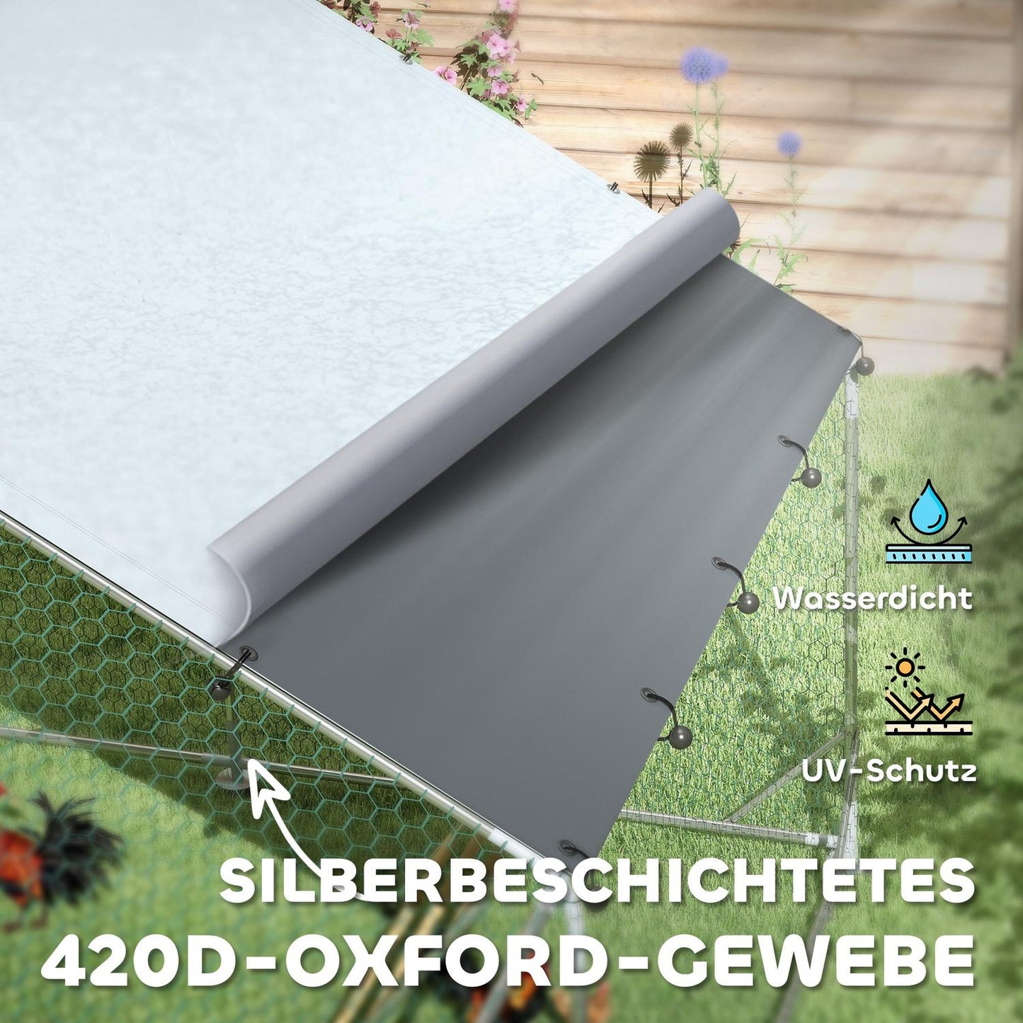 Steel chicken coop - UV protection, 300x400x195 cm, 12-18 chickens