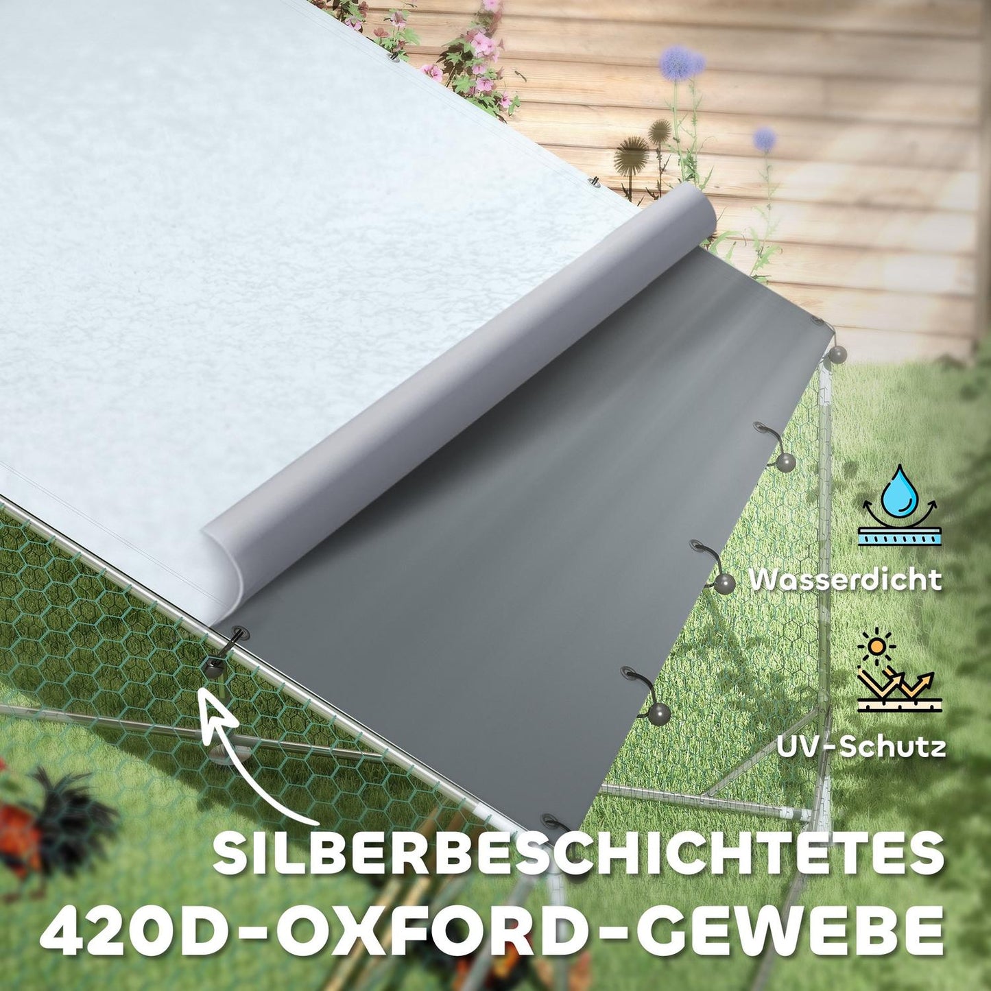 Chicken house in steel with UV protection, capacity 18-24