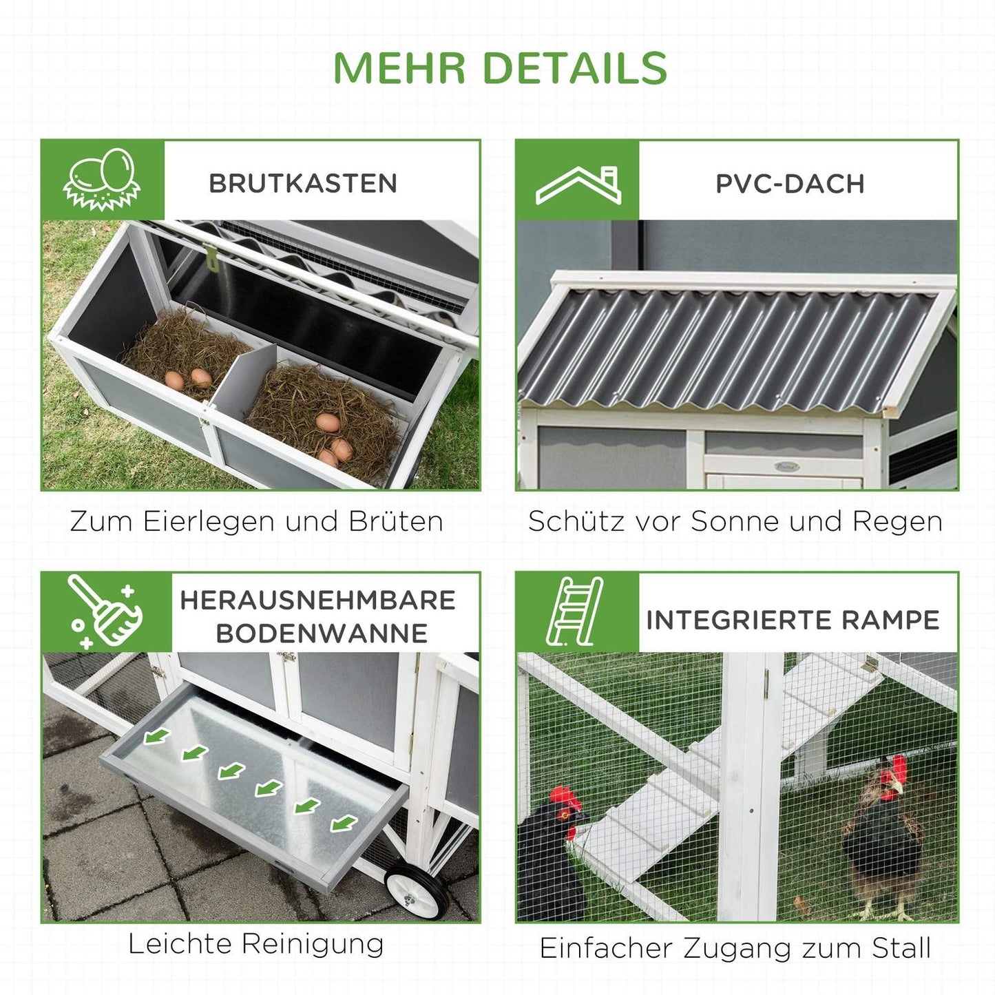 Mobile Chicken Coop - Winter hardy spruce, grey/white