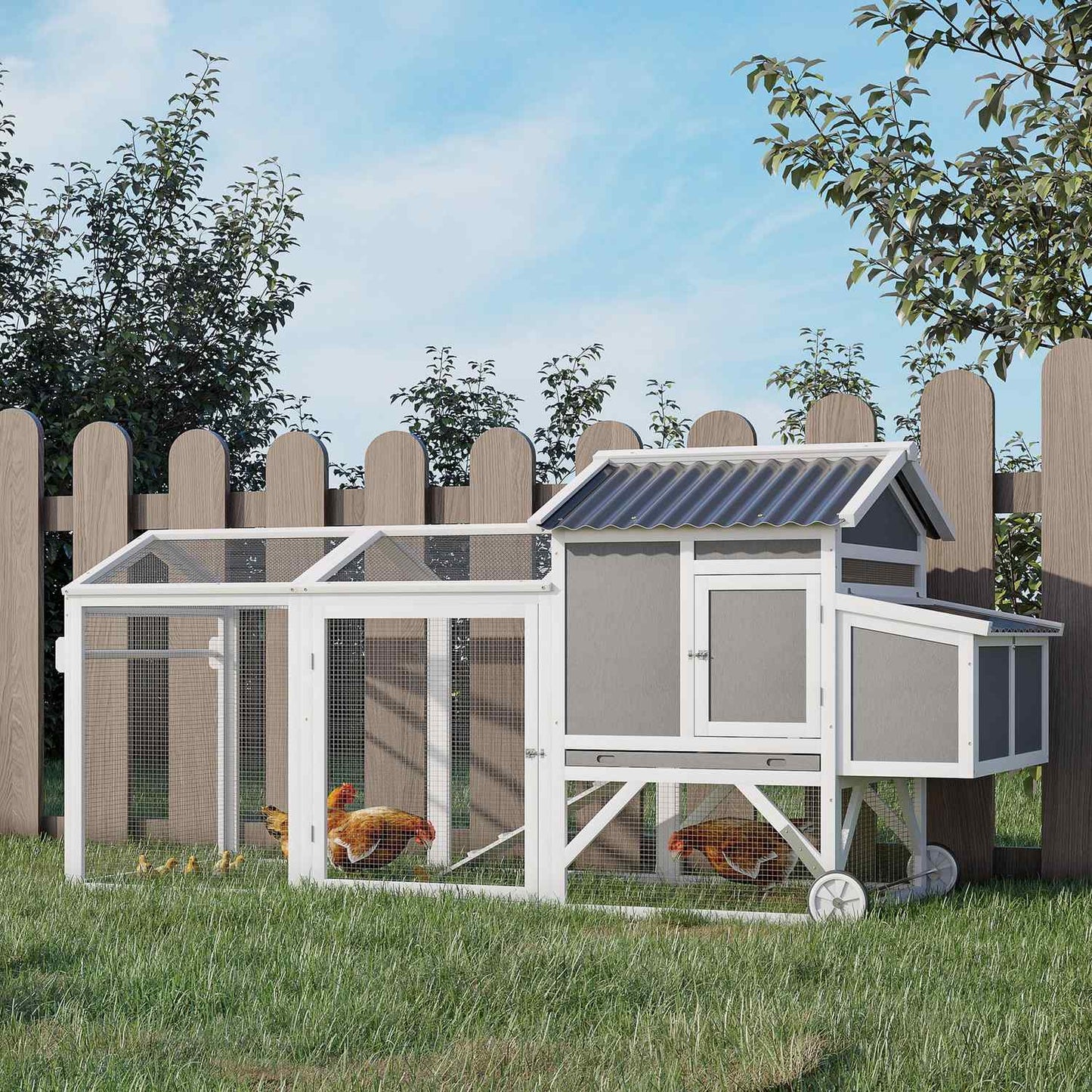 Mobile Chicken Coop - Winter hardy spruce, grey/white