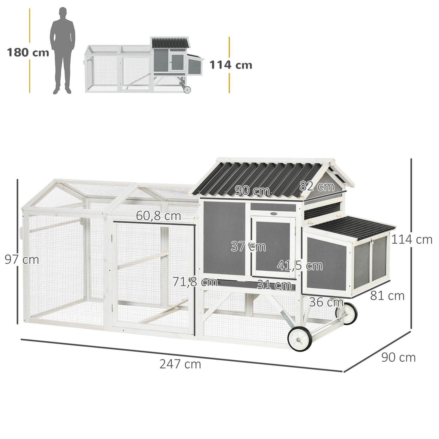 Mobile Chicken Coop - Winter hardy spruce, grey/white