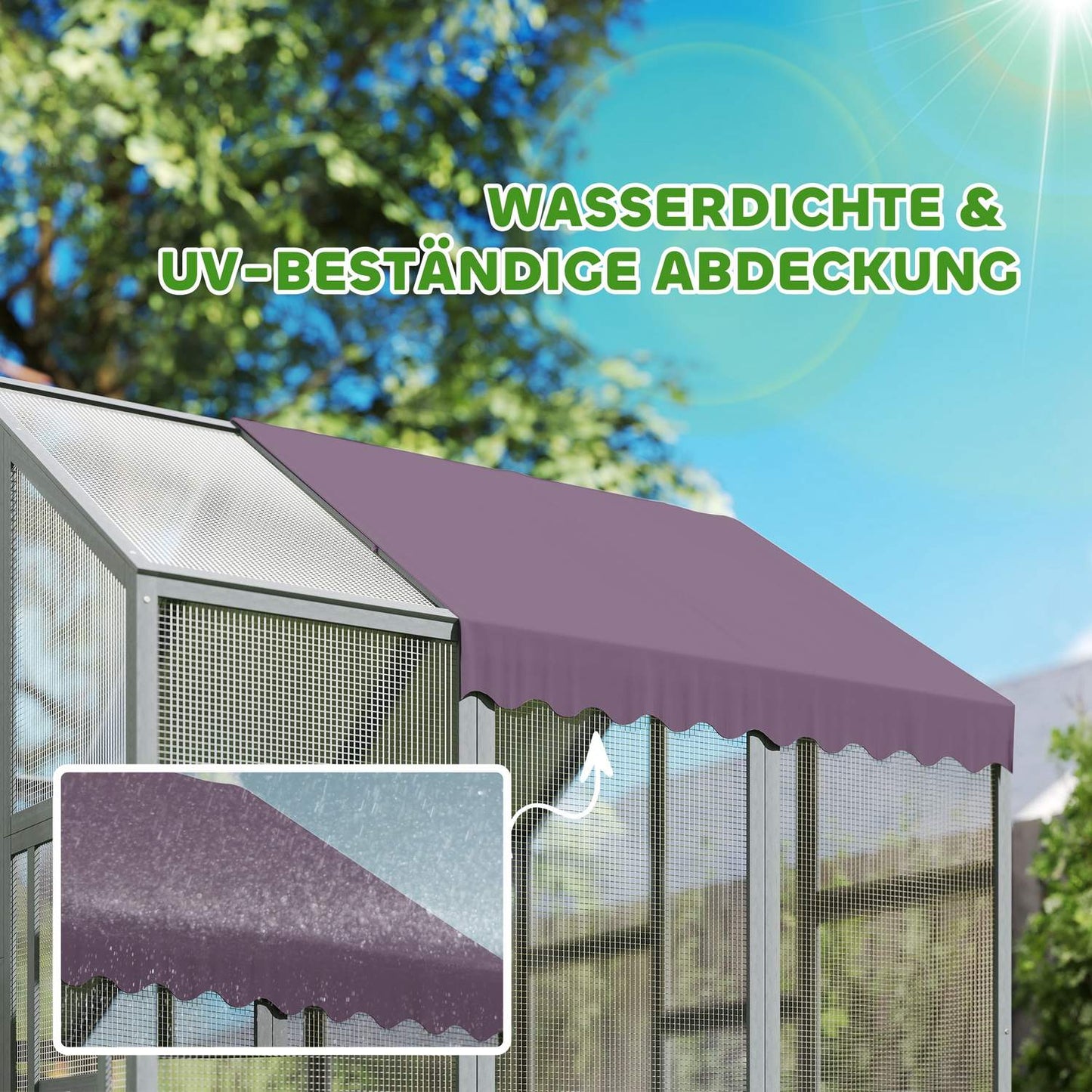 Large outdoor chicken house with waterproof roof, gray