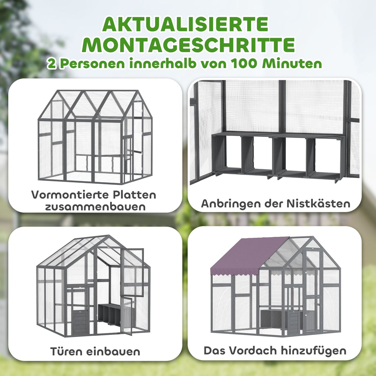 Large outdoor chicken house with waterproof roof, gray