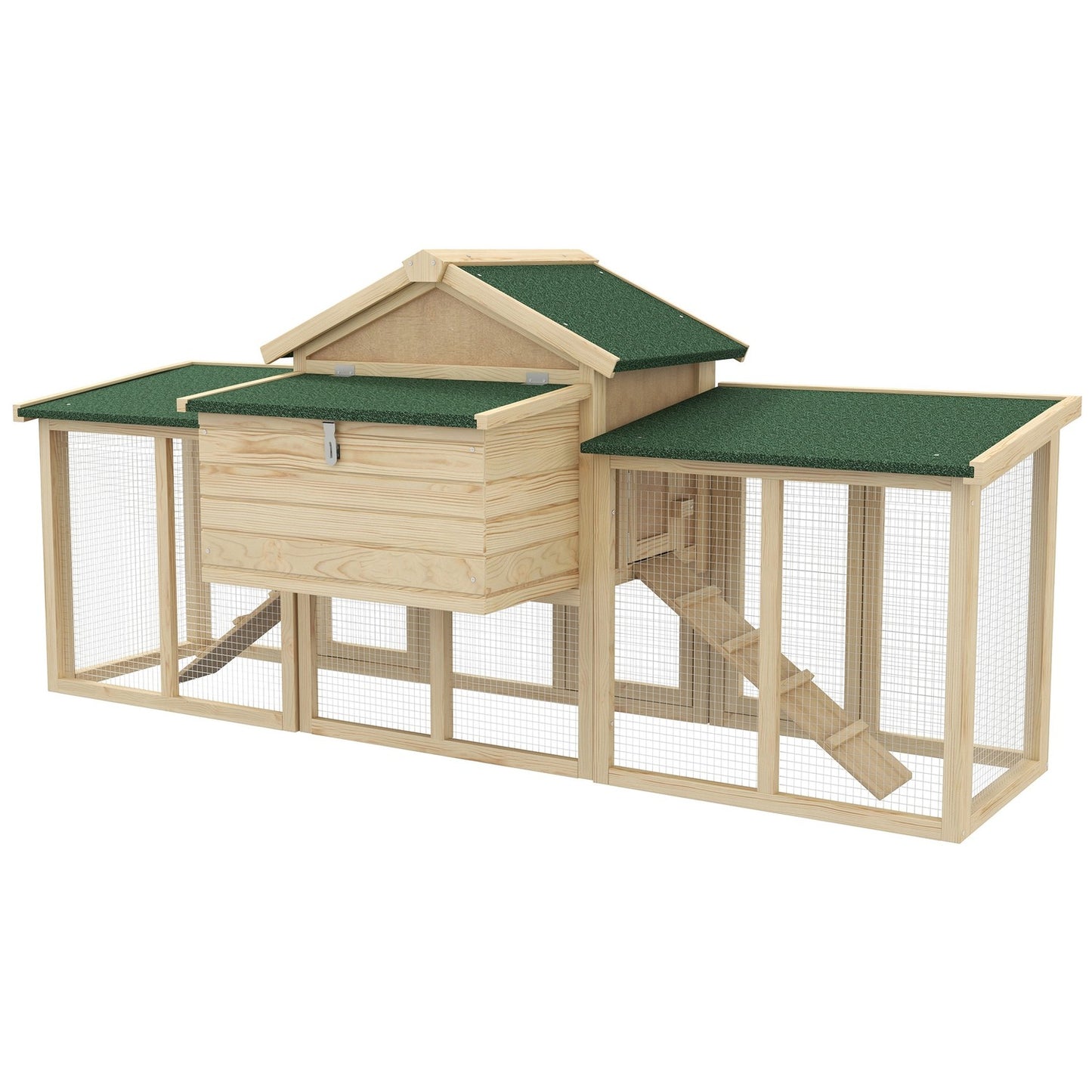 Chicken Coop with Nesting Box & Outdoor Run, Fir Wood
