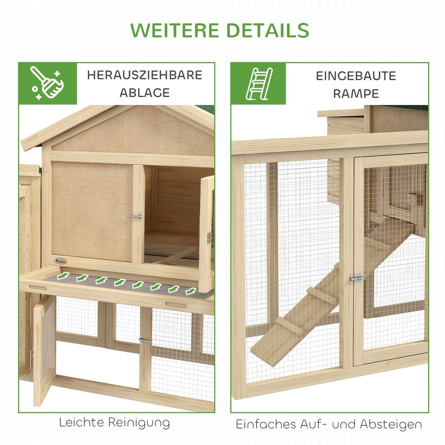 Chicken Coop with Nesting Box & Outdoor Run, Fir Wood