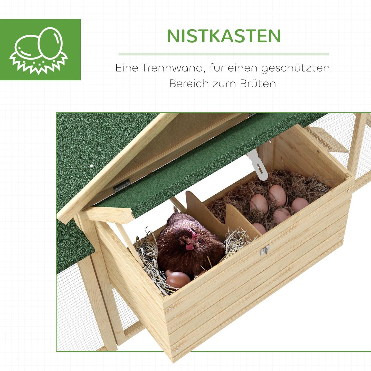 Chicken Coop with Nesting Box & Outdoor Run, Fir Wood
