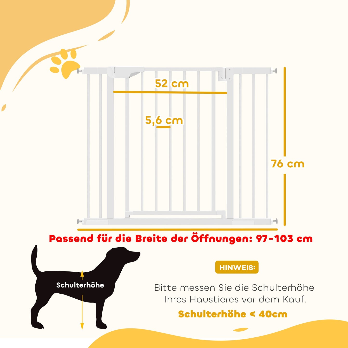 Child Safety Gate, No-Drill, Auto-Close, 76-103 x 76 cm
