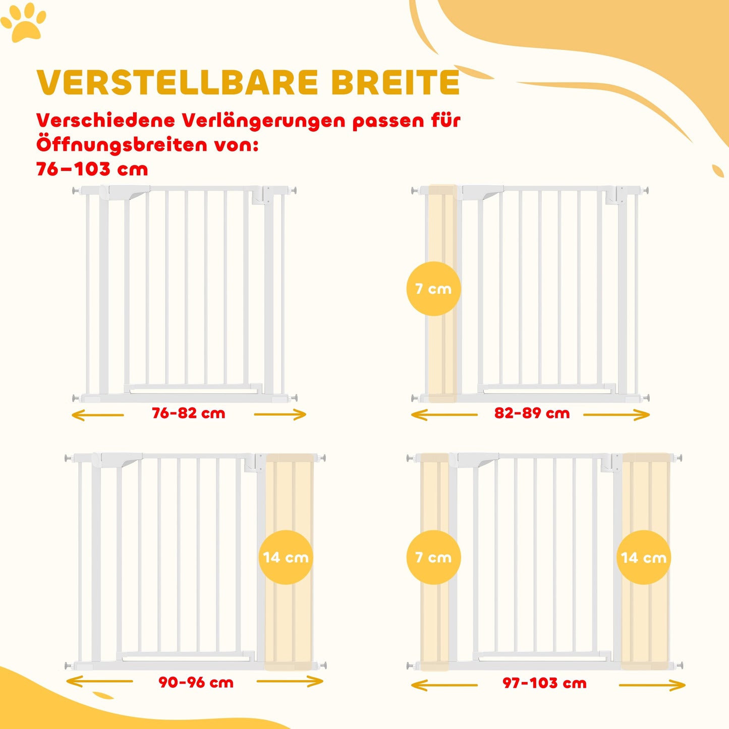 Child Safety Gate, No-Drill, Auto-Close, 76-103 x 76 cm