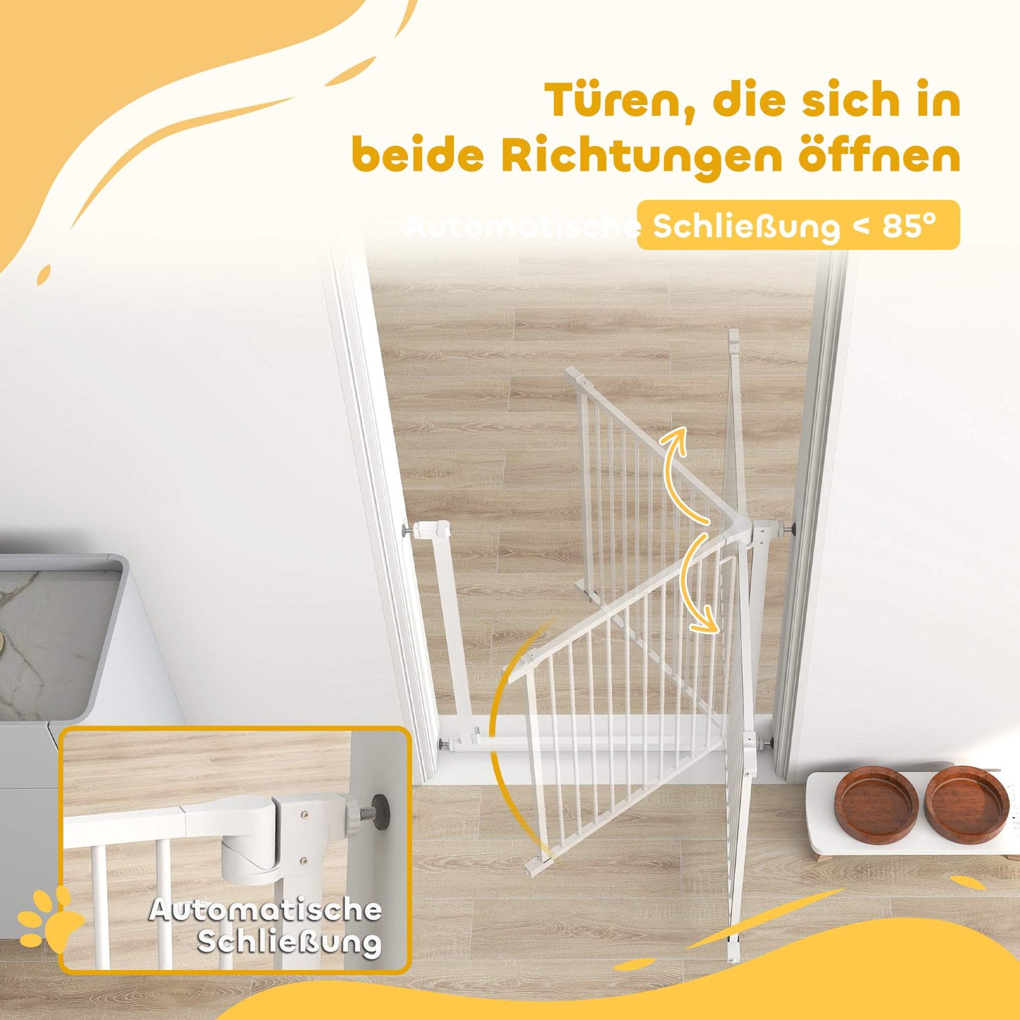 Child Safety Gate, No-Drill, Auto-Close, 76-80 x 76 cm