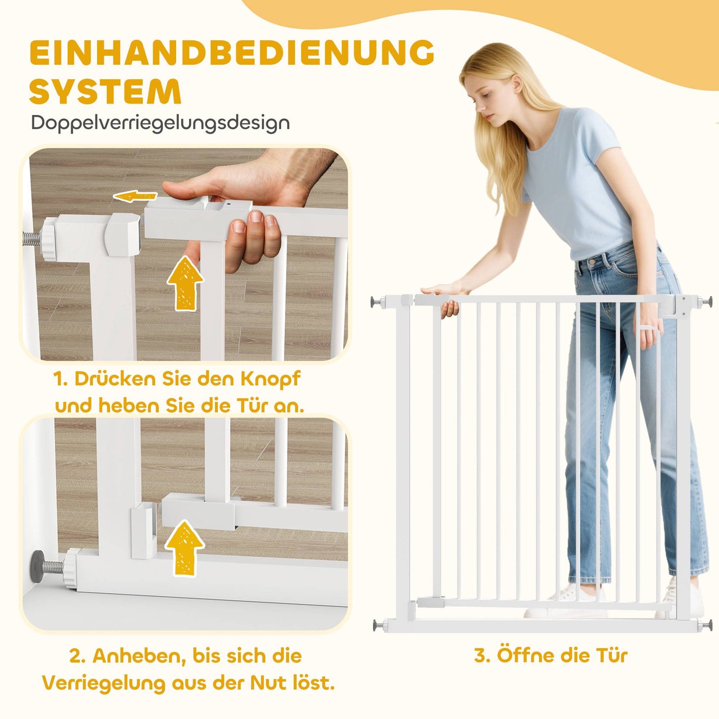 Child Safety Gate, No-Drill, Auto-Close, 76-80 x 76 cm