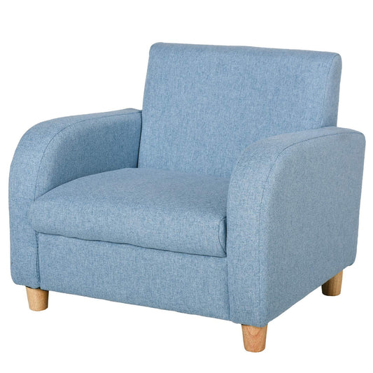 Blue armchair sofa for children with cushion, non-slip feet