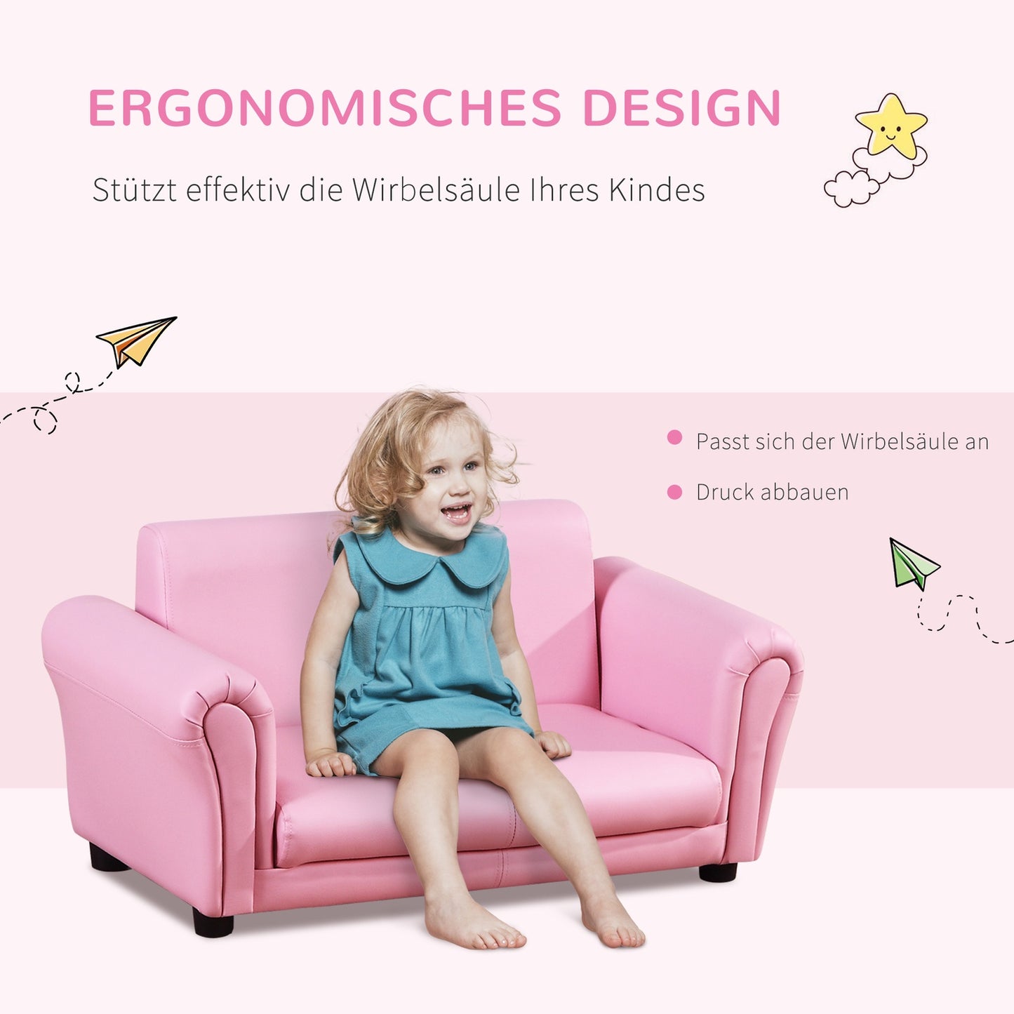 Pink children's armchair & footstool - 83x42x41cm, Comfort Set