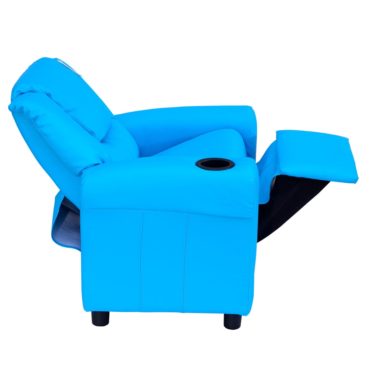 Armchair for children with cup holder, blue - 62x52x69 Cm