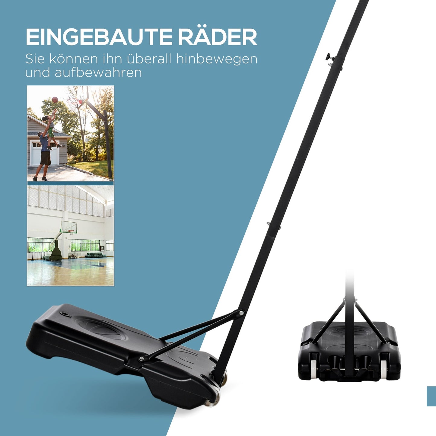 Adjustable basketball hoop for children, 194-249 cm, black