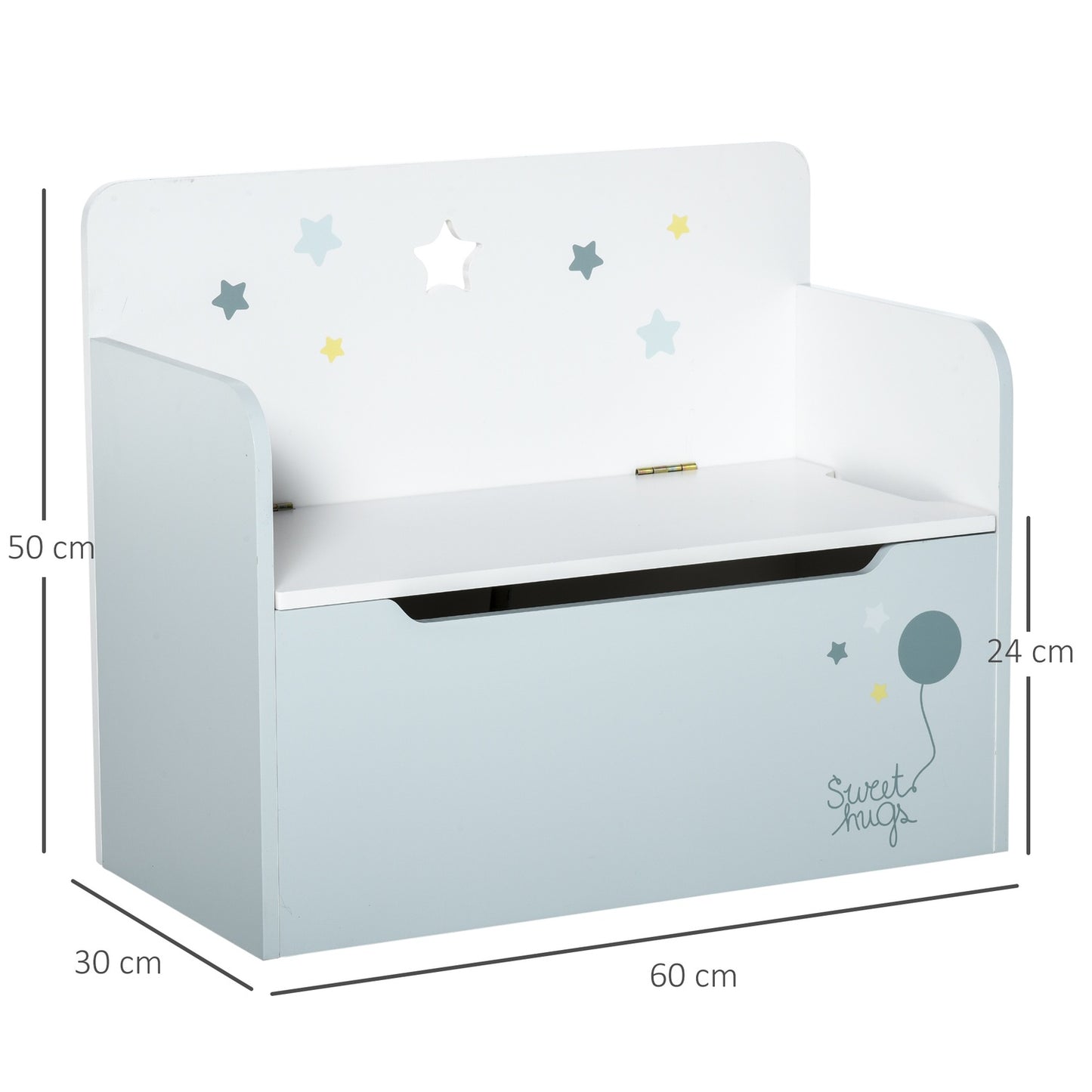 Children's storage bench - Toy Box Chest, Light blue, 3-6 years