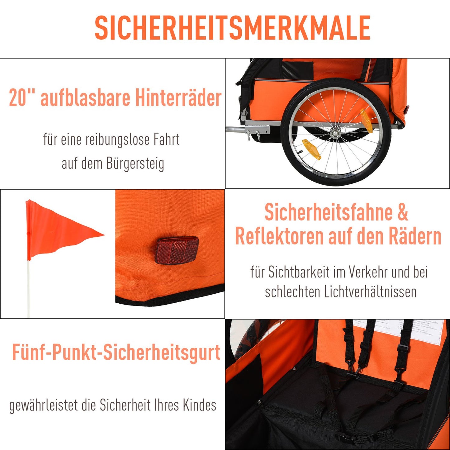 Children's bicycle stroller for 2, steel frame, safety belts
